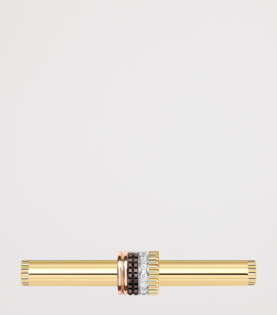 Mixed Gold and Diamond Quatre Classique Double Finger Ring YELLOW GOLD Image 4