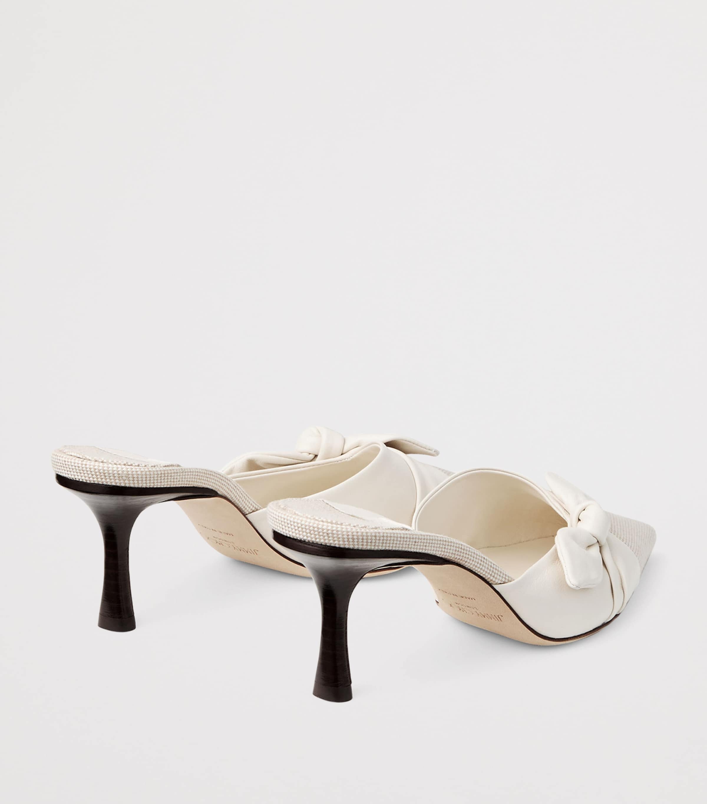 Jimmy Choo Livi 65 Leather and Canvas Mules Almond/latte Mix Image 3