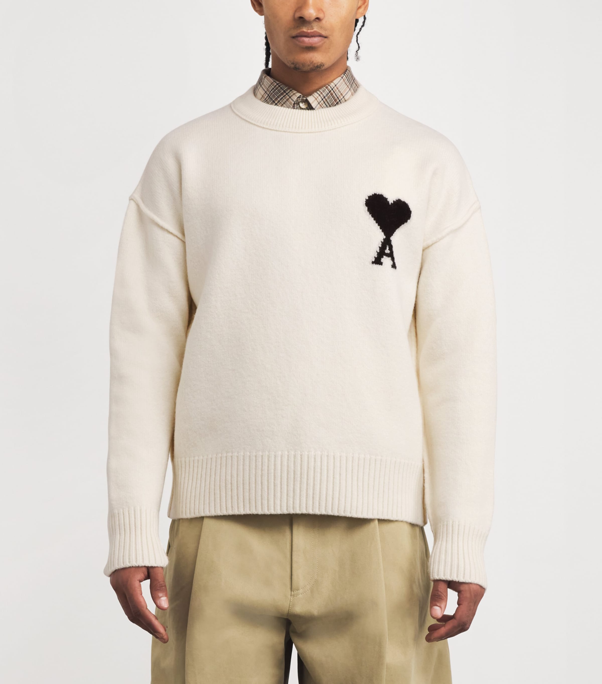 ル*ス様 AMI アミパリス　トレーナー　M AMI Paris Beige Wool Logo Sweater | Harrods UK
