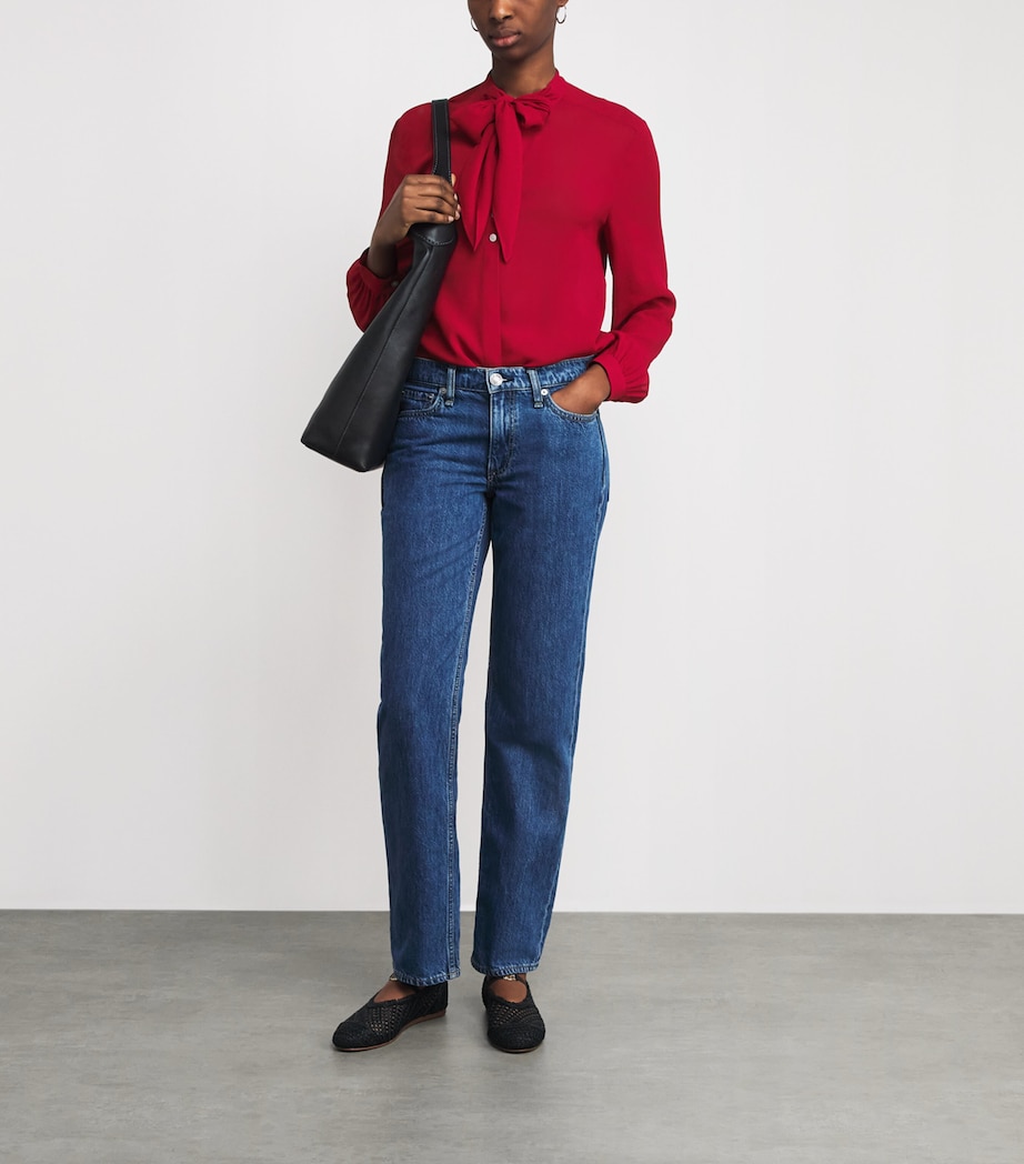 Georgette Bow Blouse RED Image 2