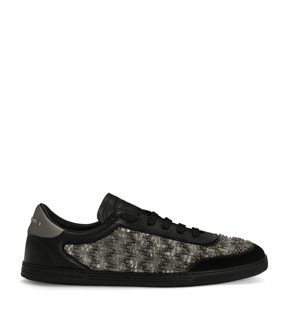 Dolce&Gabbana Leather Embellished Saint Tropez Sneakers Nero/piom Image 1