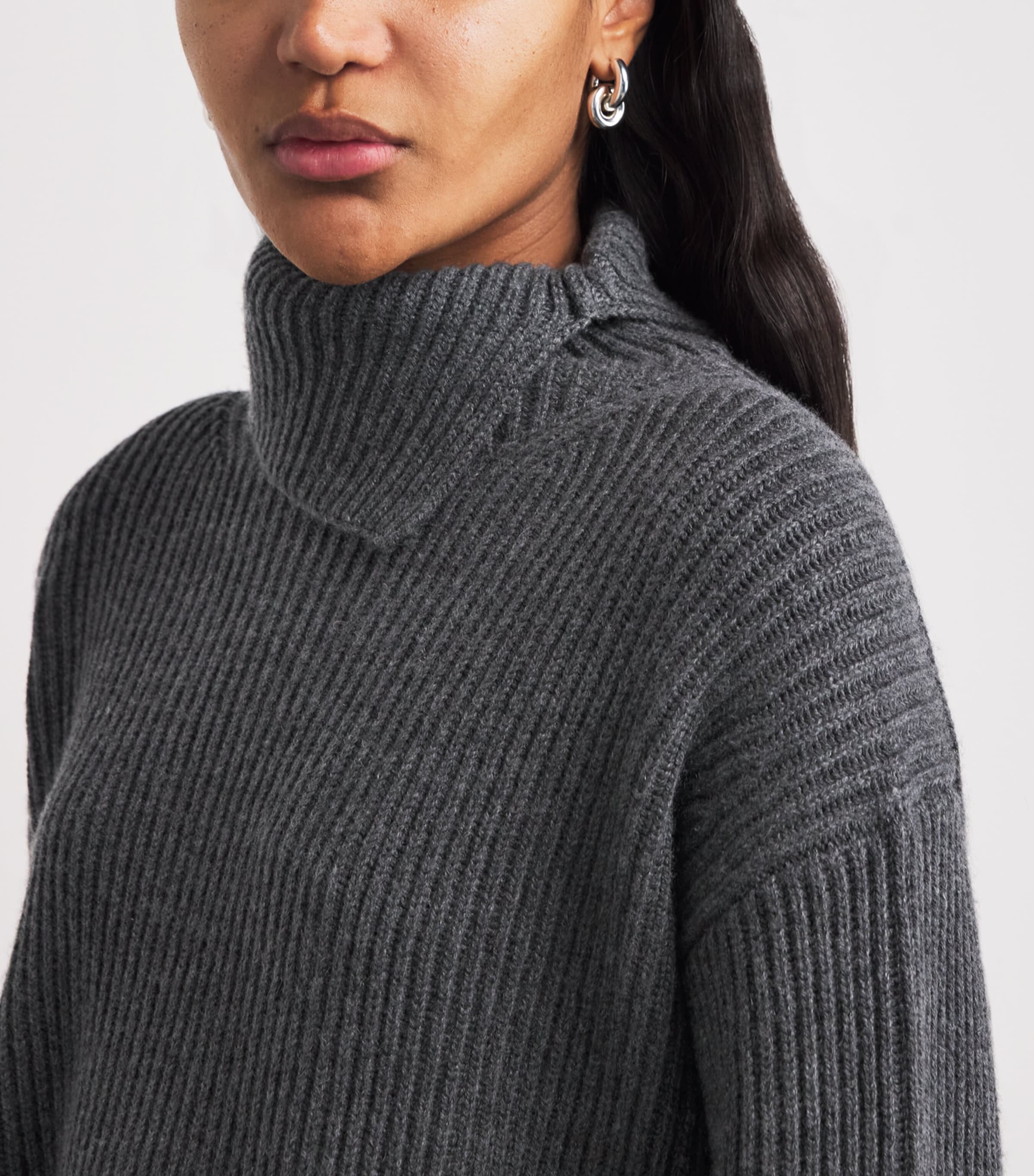 Wool-Cashmere-Silk Rollneck Sweater SMOKE Image 6