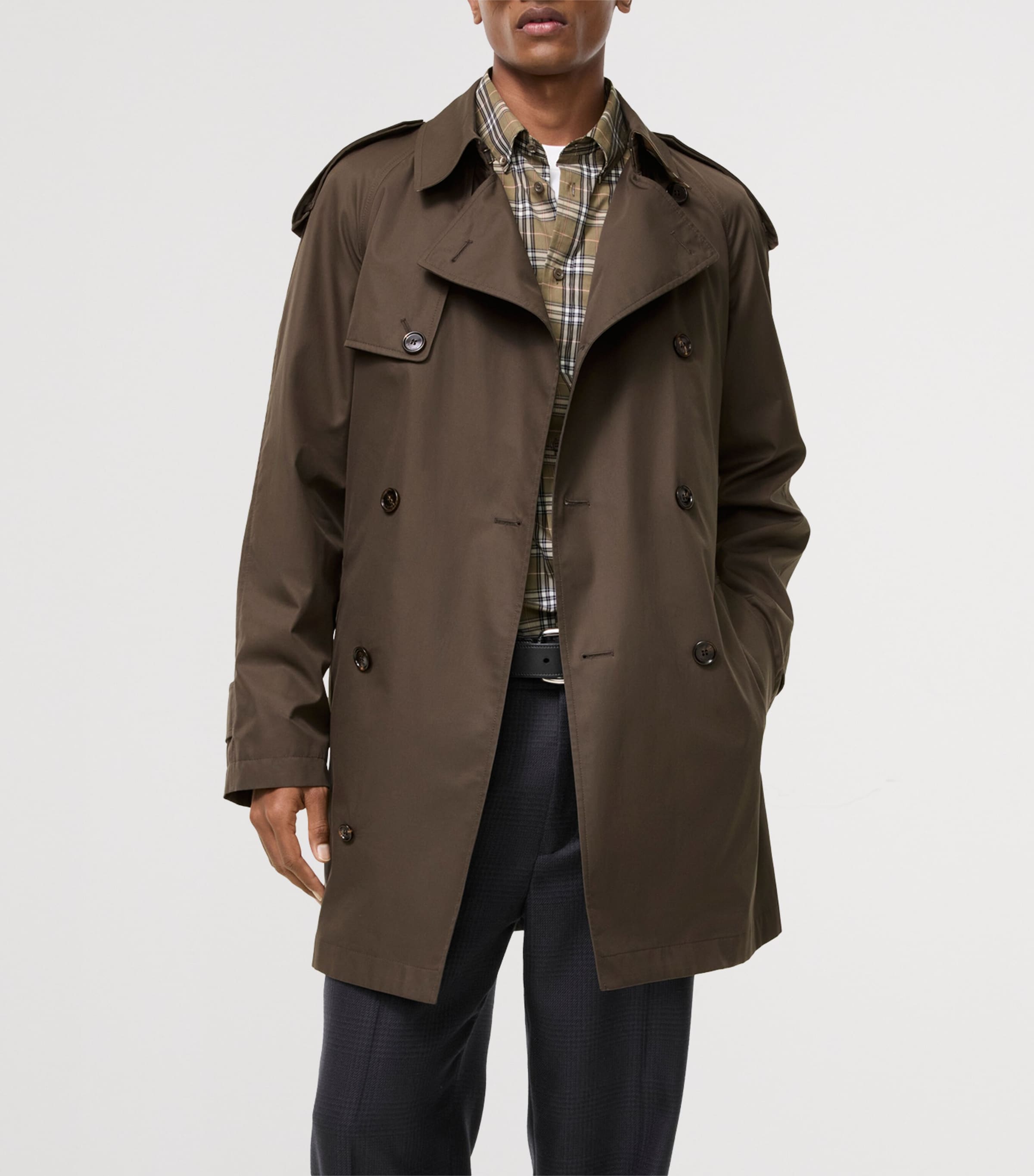 Burberry Mens Cotton Gabardine Leadenham Trench Coat Estuary Brown Image 2