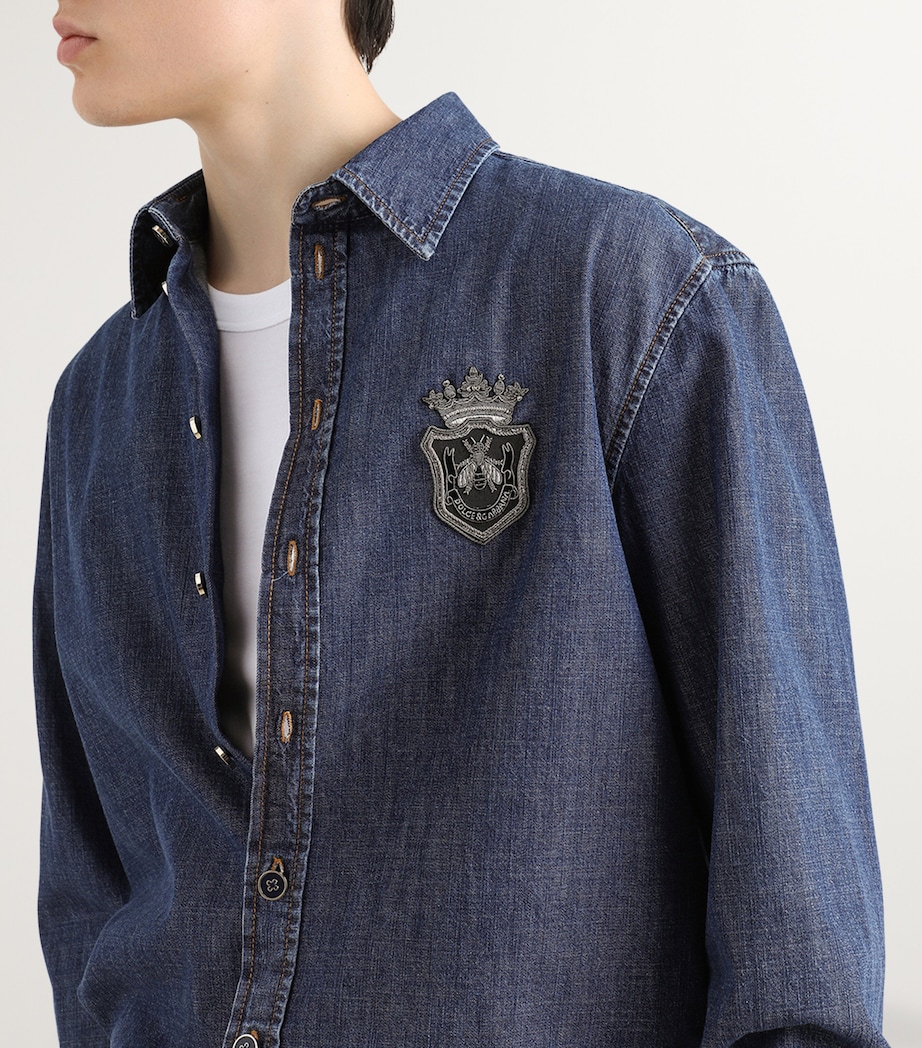 Denim Embroidered Crest Shirt S9001-COMBINED Image 3