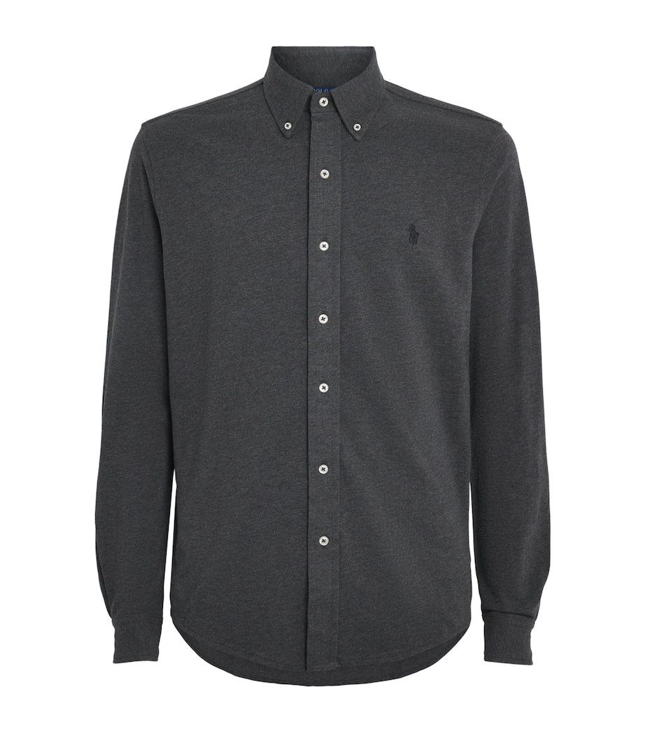 Polo Ralph Lauren Mens Cotton Mesh Shirt Windsor Hther Image 1
