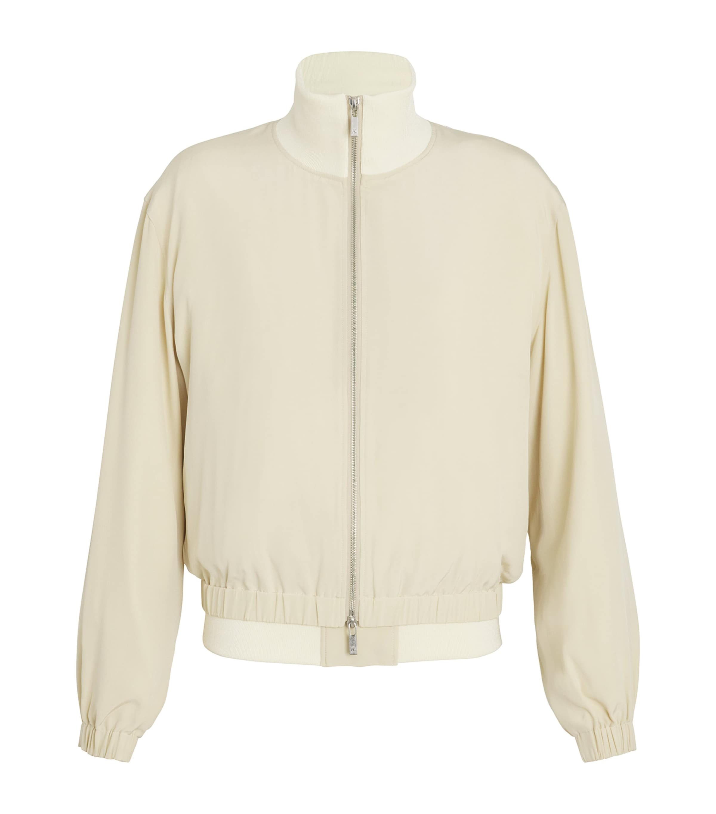 Shop Helmut Lang Silk Layered Bomber Jacket In Neutral