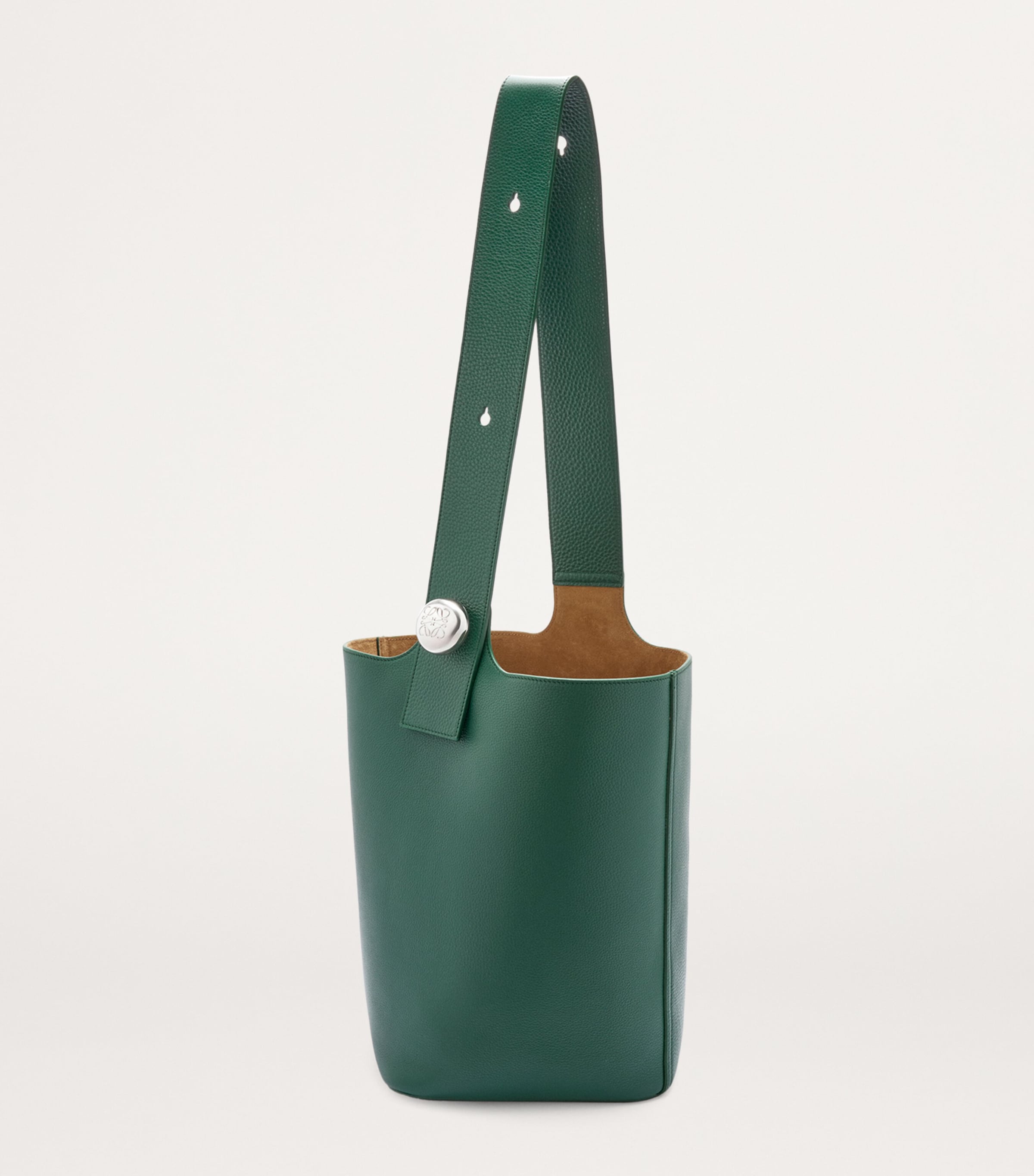 Large Leather Pebble Bucket Bag EVERGREEN Image 5