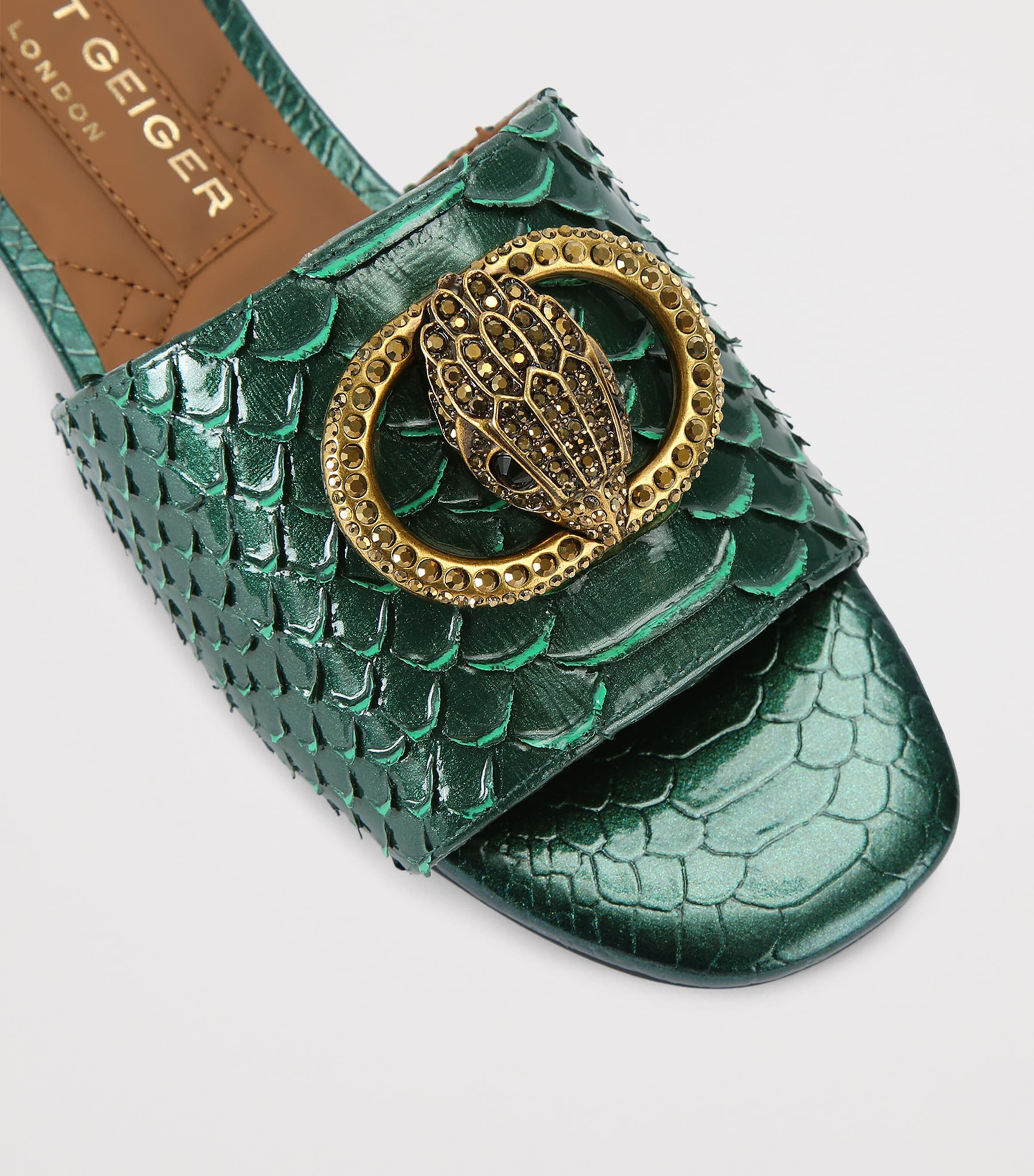 Leather Chelsea Flat Sandals GREEN Image 3