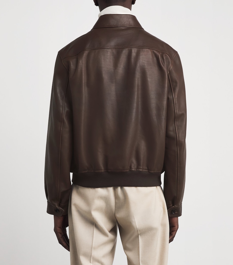 Leather Everett Flight Jacket BROWN Image 4