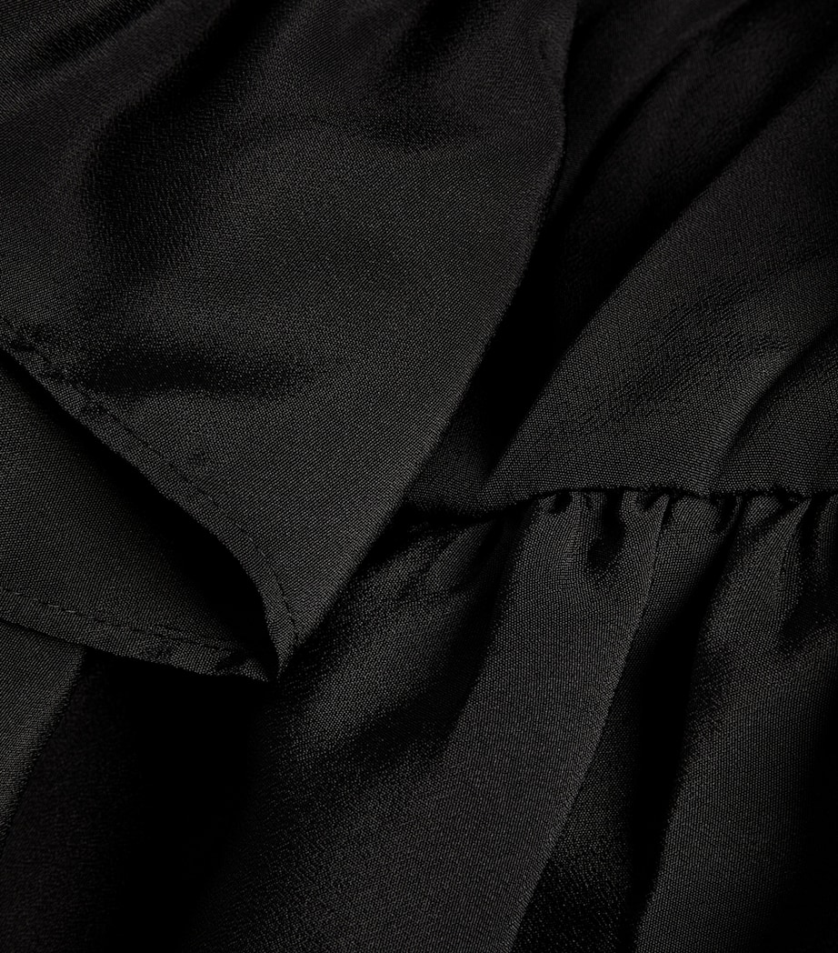 Pleated Asymmetric Midi Skirt BLACK Image 5