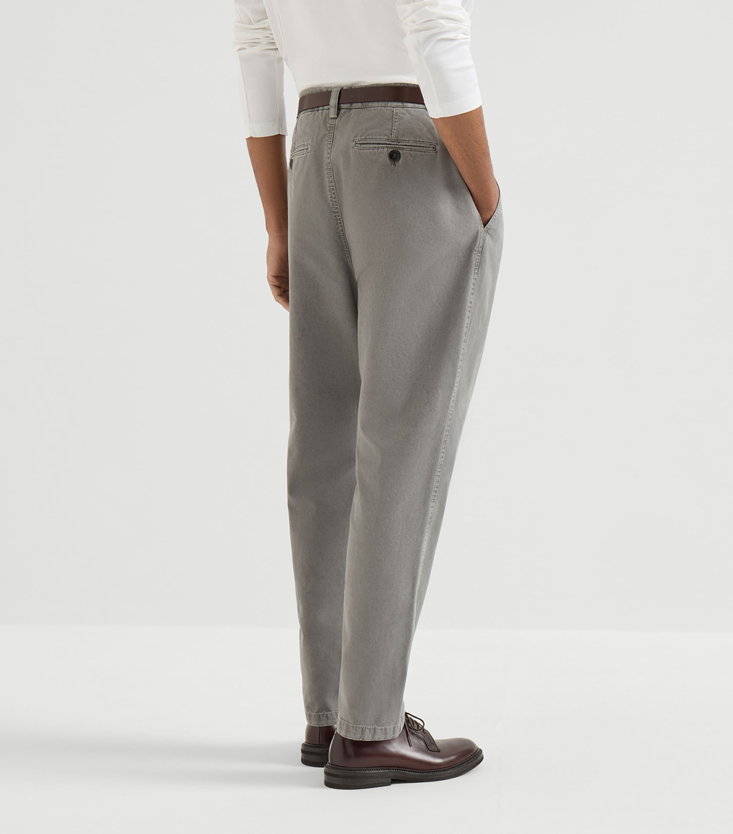 Brunello Cucinelli Mens Peached Cotton Gabardine Trousers Image 5