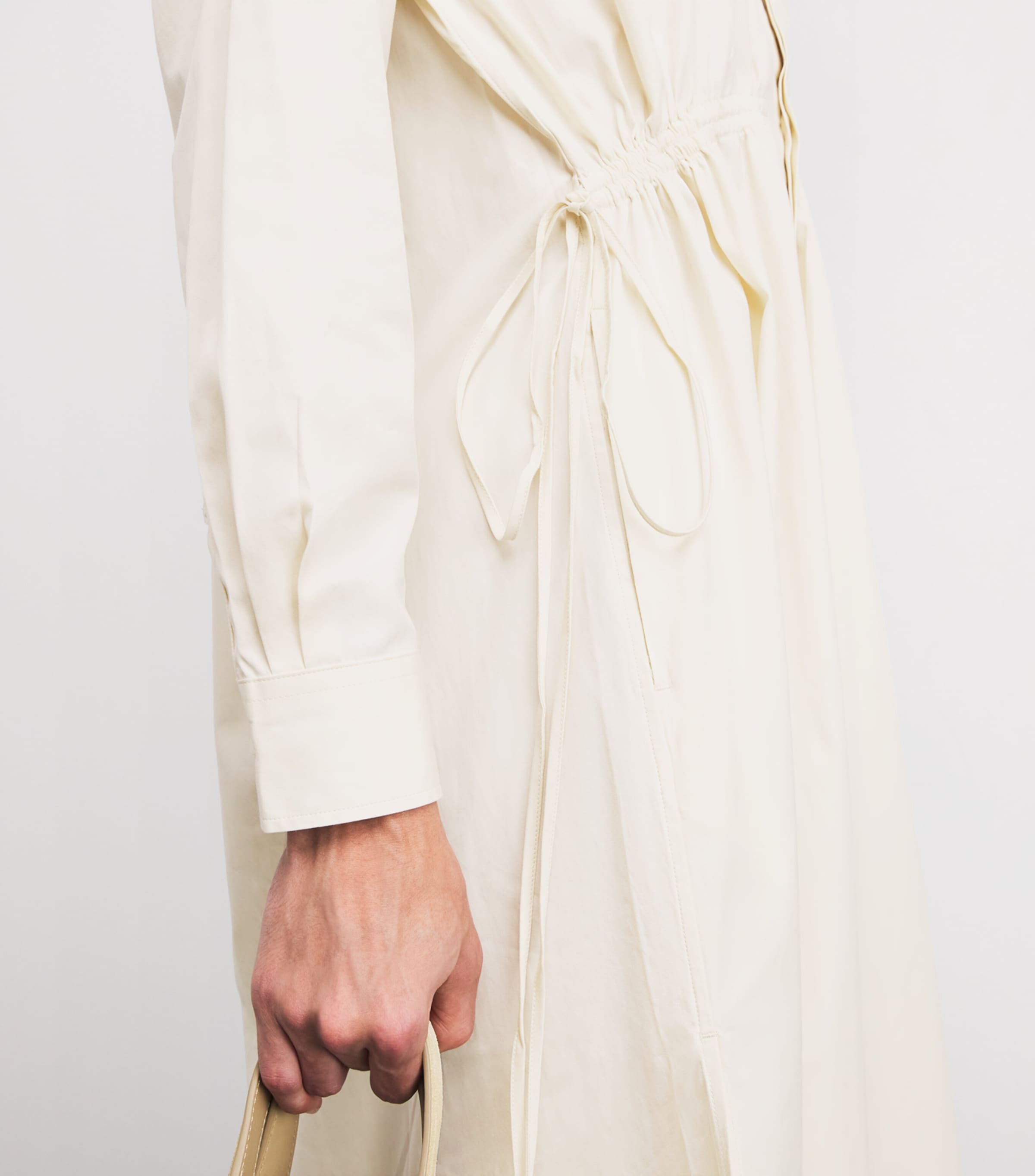 Cotton Cinched Maxi Shirt Dress AUTHENTIC CREAM Image 6