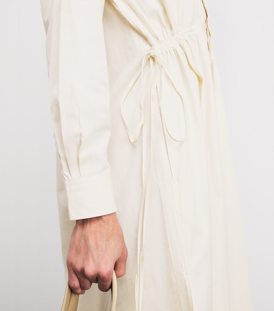 Cotton Cinched Maxi Shirt Dress AUTHENTIC CREAM Image 6