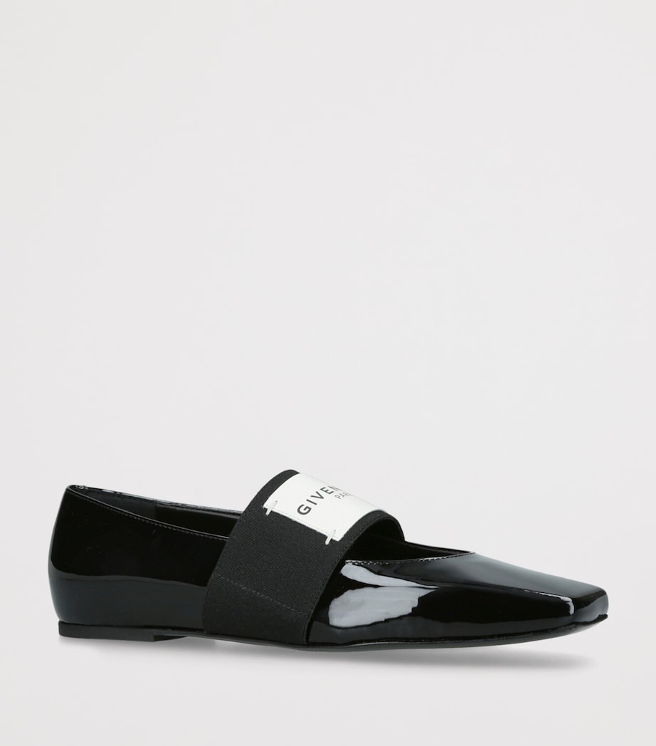 Leather Squared Toe Ballet Flats BLACK Image 3