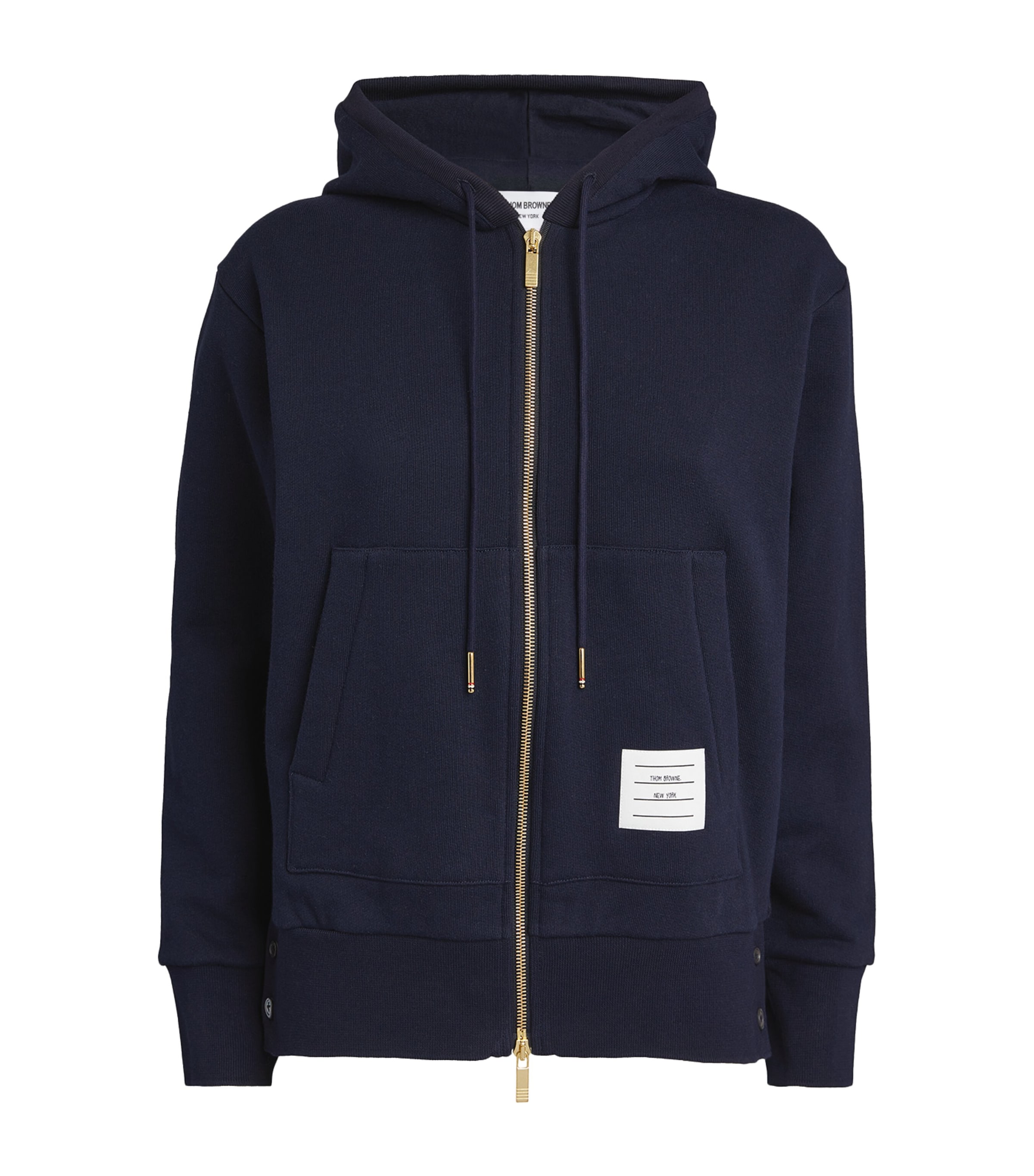 Thom Browne Tricolour Stripe Zip-up Hoodie In Blue