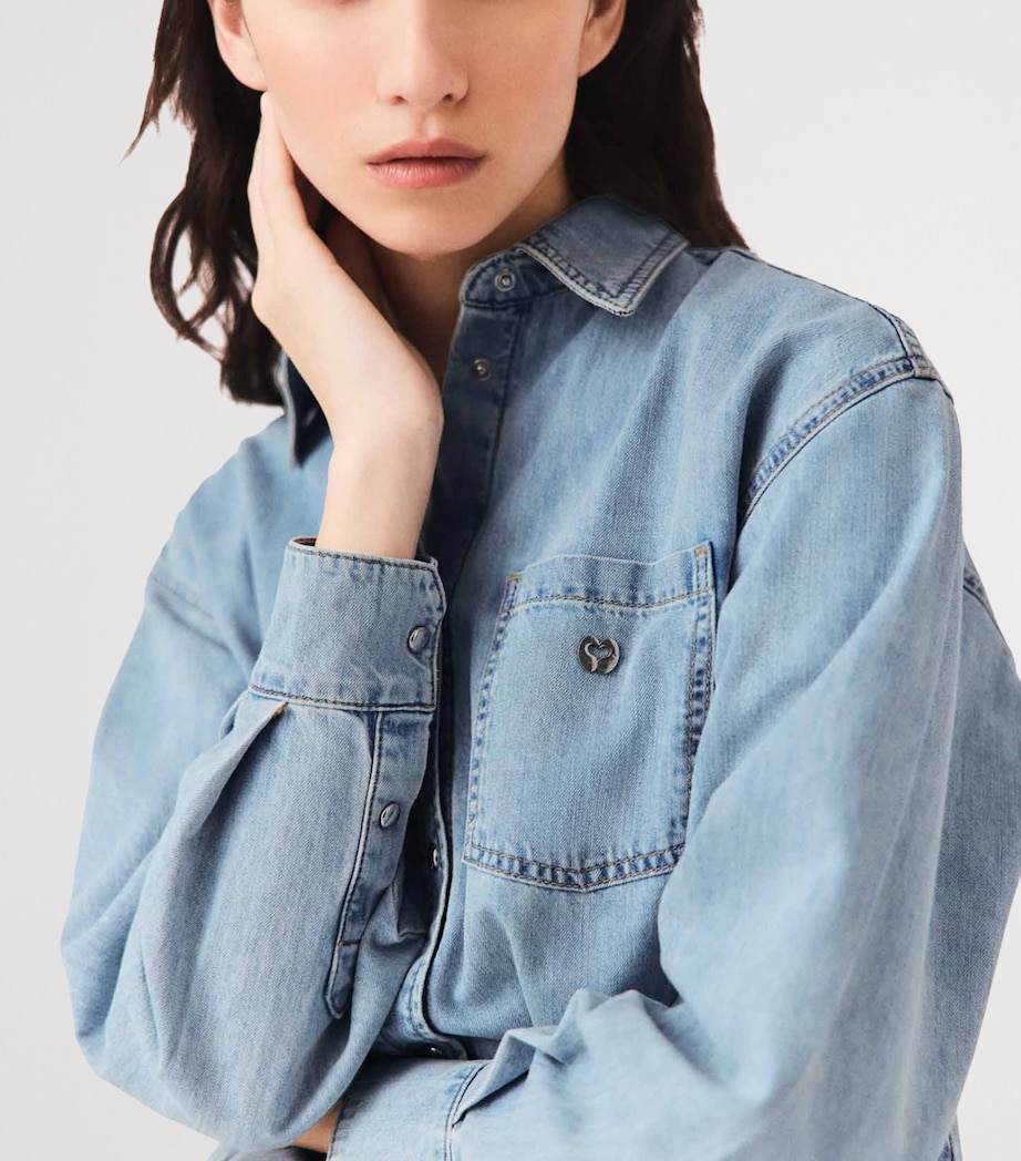 Maje Womens Denim Logo Shirt Blue Image 7