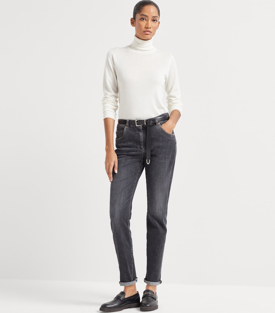 Brunello Cucinelli Womens Cashmere-Silk-Blend Rollneck Sweater Image 4