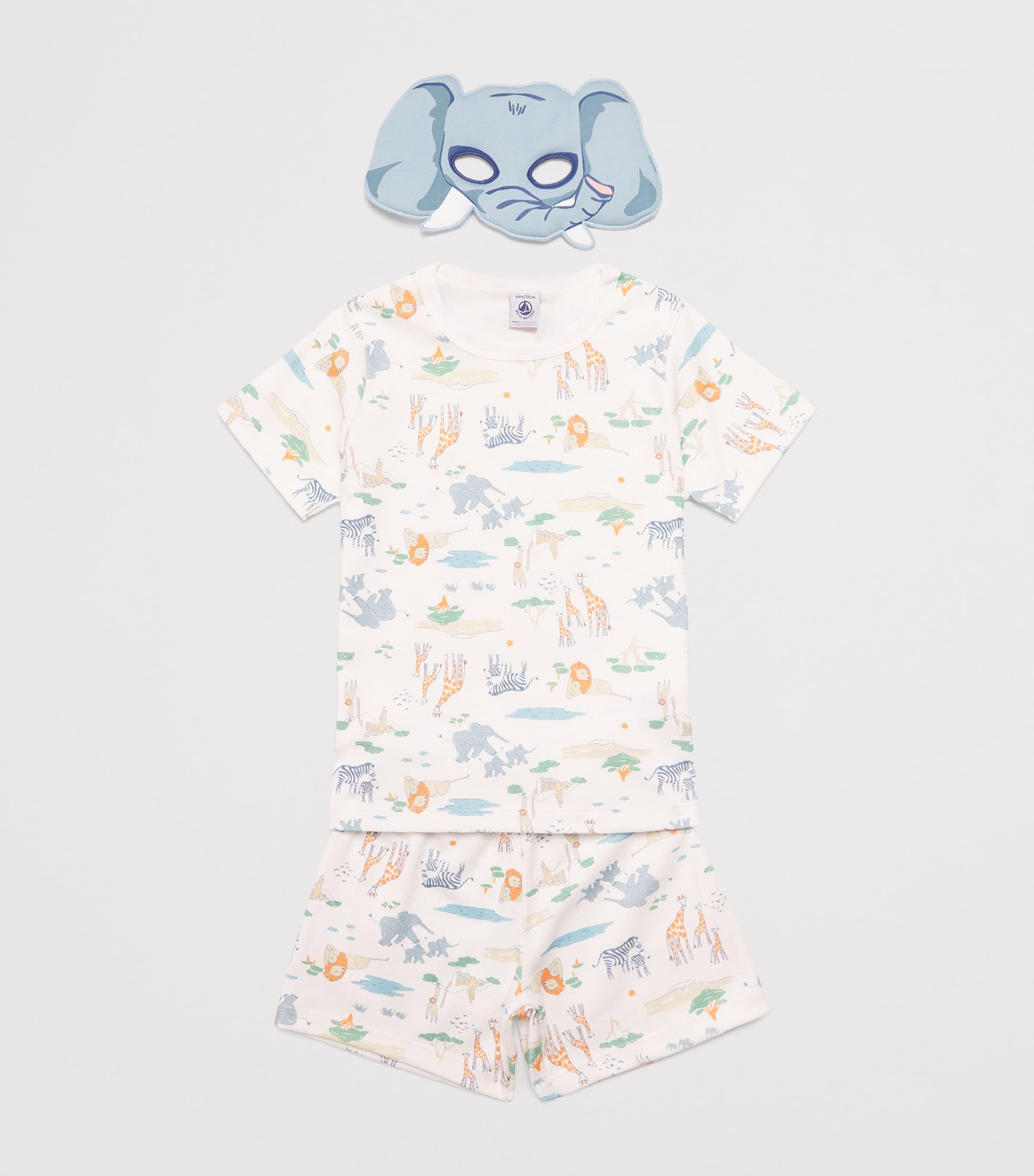 Cotton Savannah Print Pyjama Set with Mask (3-12 Years) MARSHMALLOW/MULTI Image 3