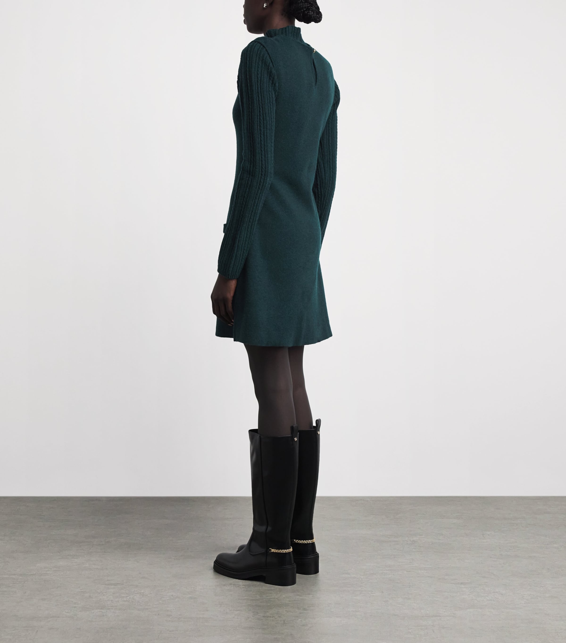 Maje Womens Knit Mini Dress and Sweater Bottle Green Image 4