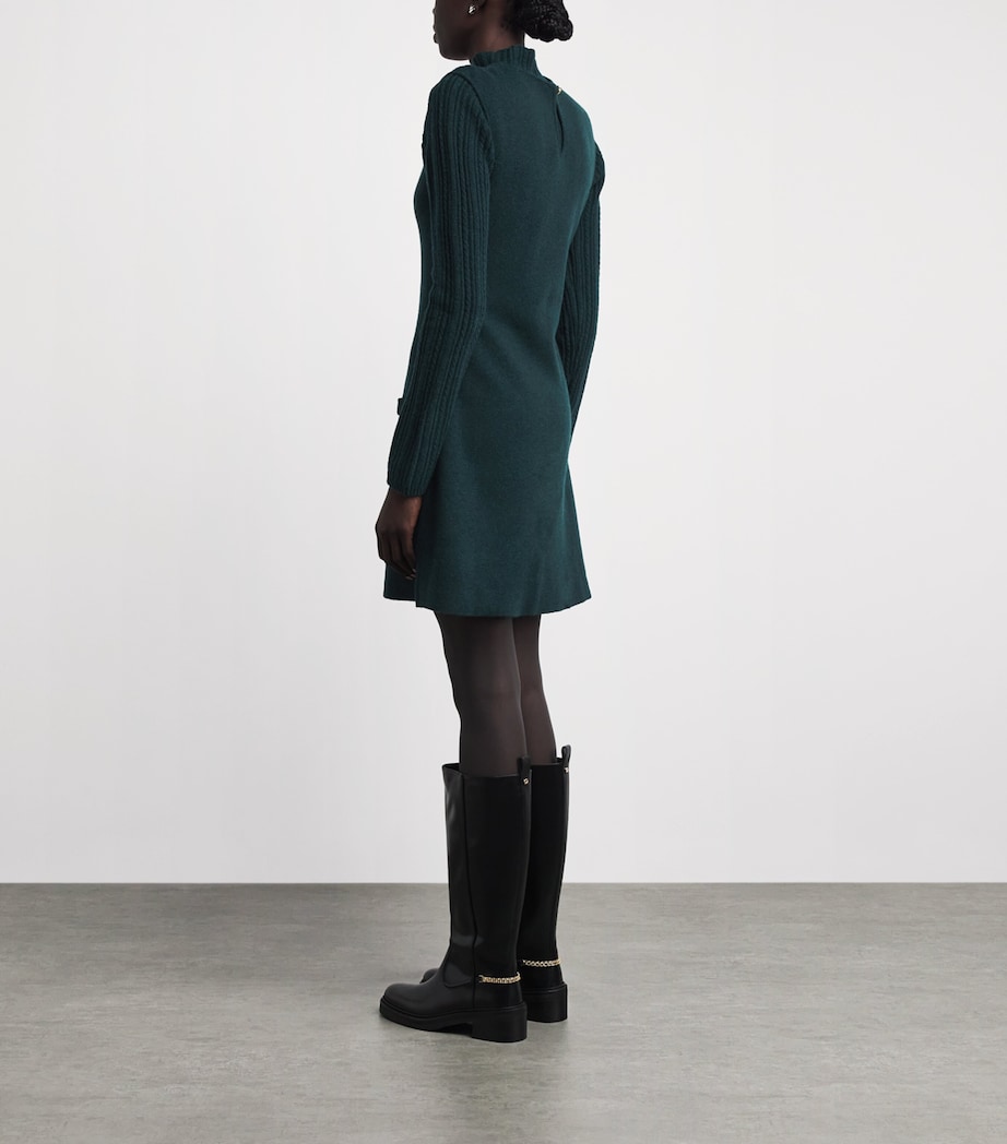 Maje Womens Knit Mini Dress and Sweater Bottle Green Image 4