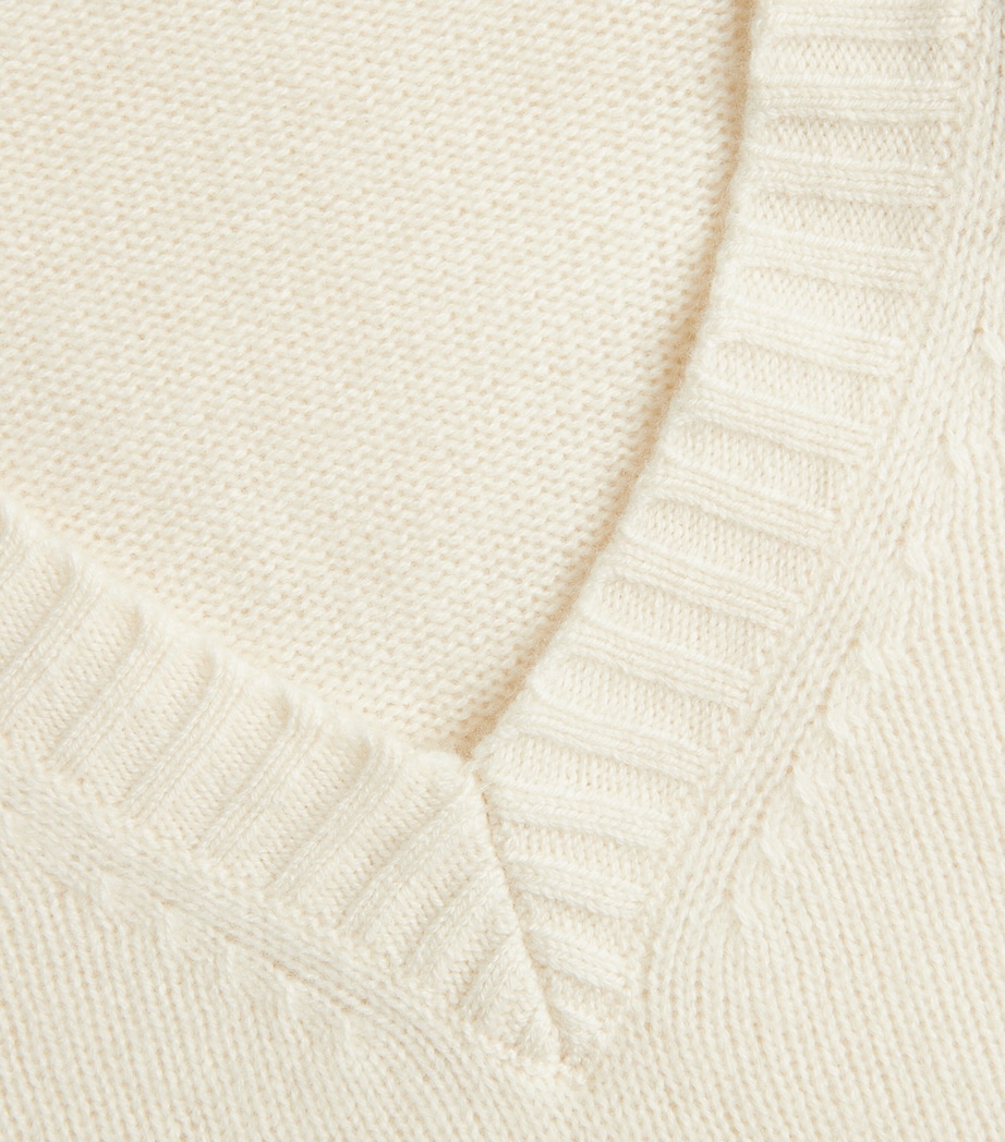 Open Cashmere V-Neck Sweater IVORY Image 5