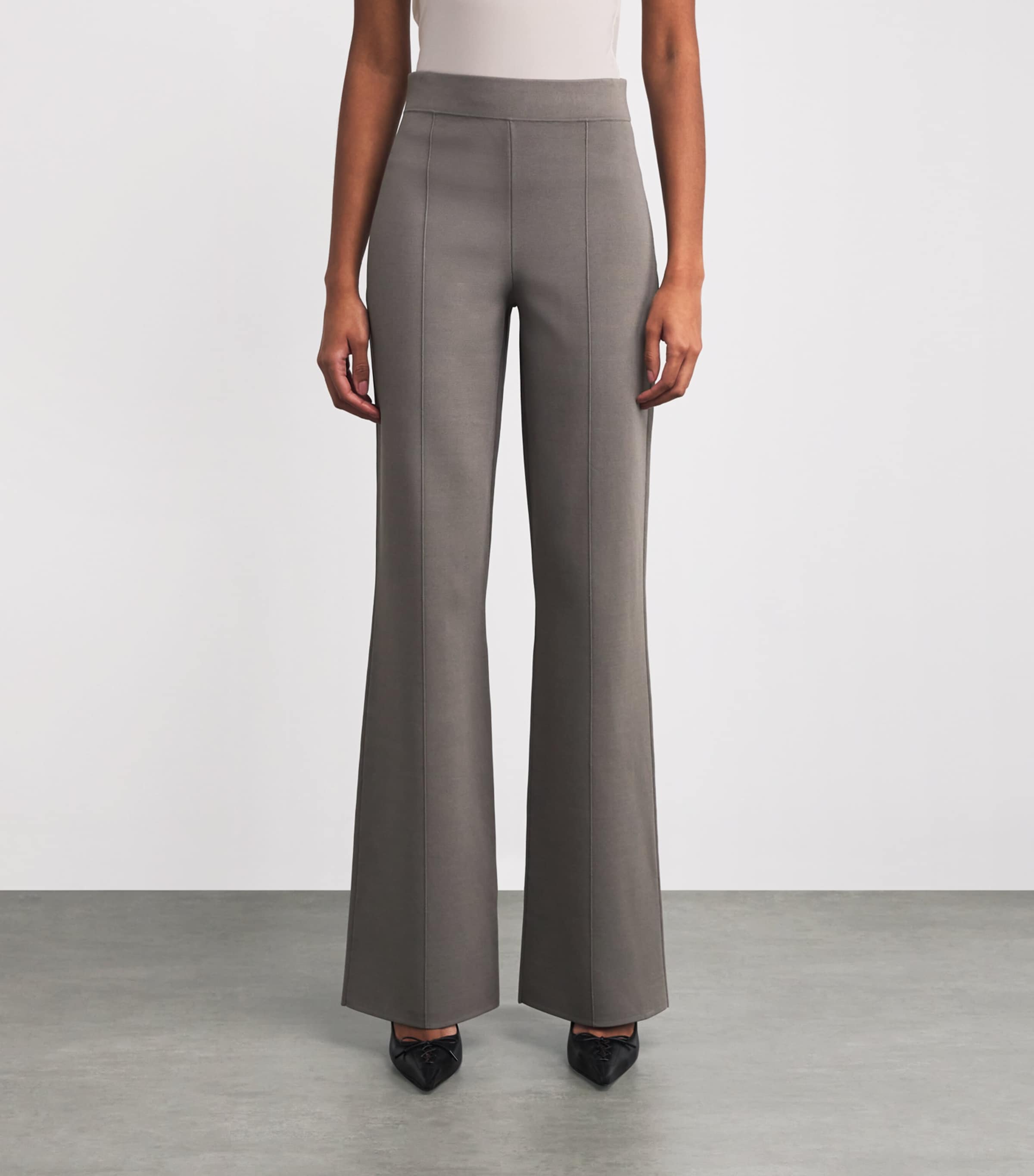 Knitted Milano Flared Trousers MUSHROOM Image 3