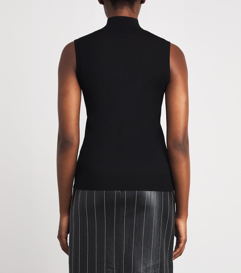 Virgin Wool Sleeveless Sweater BLACK Image 4