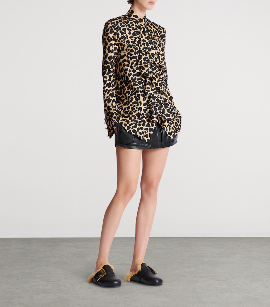 Silk Leopard Ruffled Shirt GBA BEIGE/NOIR Image 2