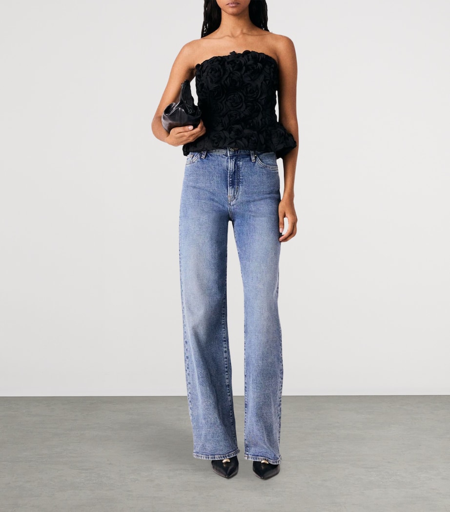 Maje Womens Flower-Embellished Bustier Top Black Image 2