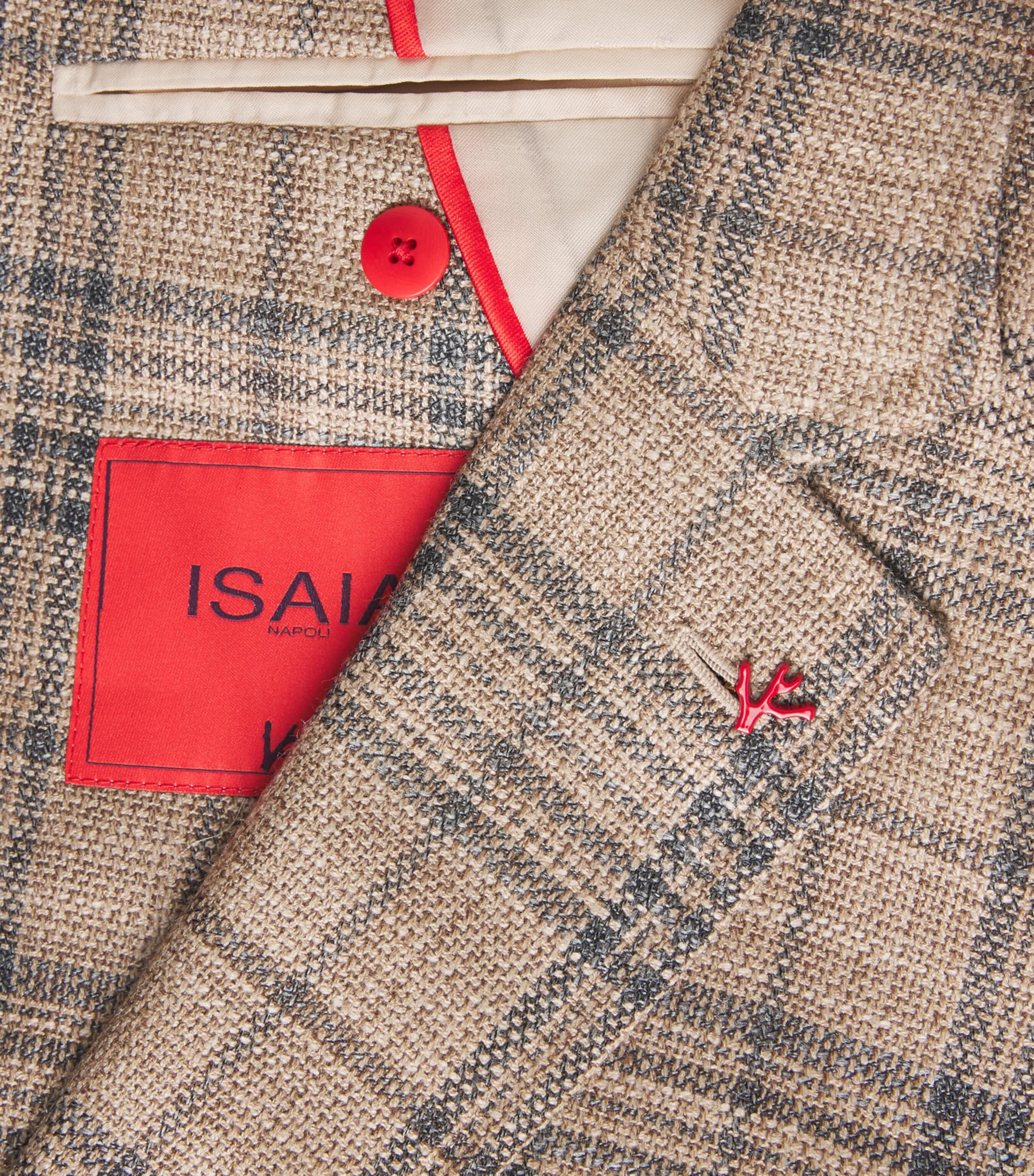 Isaia Mens Wool-Silk Check Capri Blazer Image 6