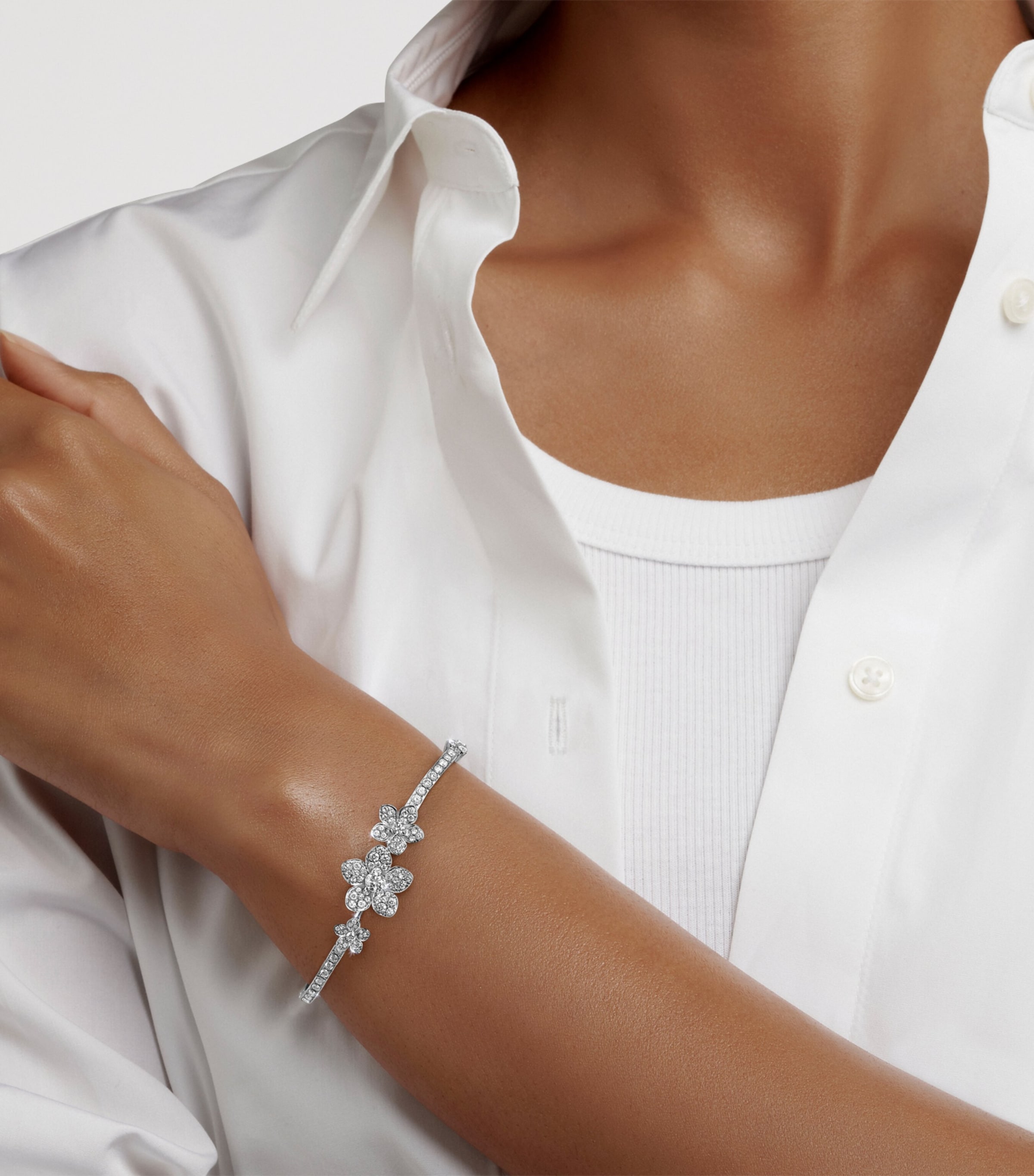 Graff White Gold and Diamond Wild Flower Bracelet White Gold Image 2