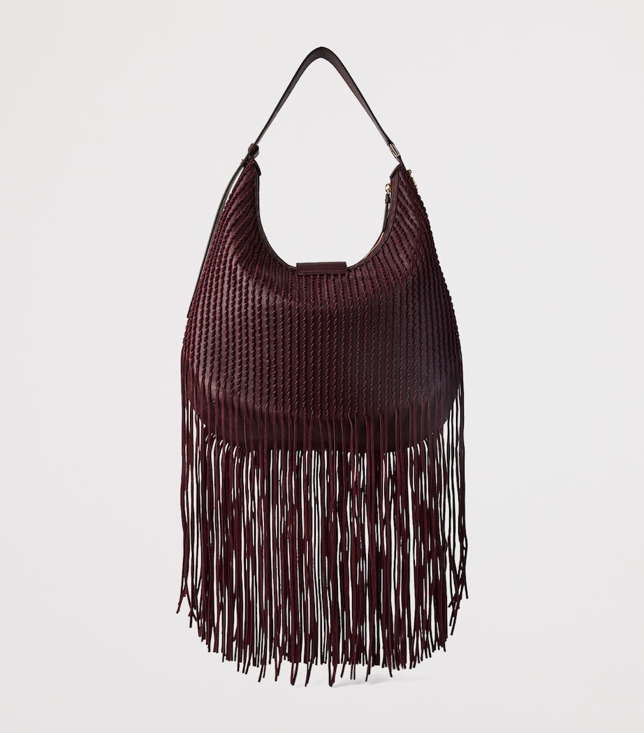 Jimmy Choo Bar Leather Fringed Shoulder Bag Deep Merlot/deep Mer Image 2