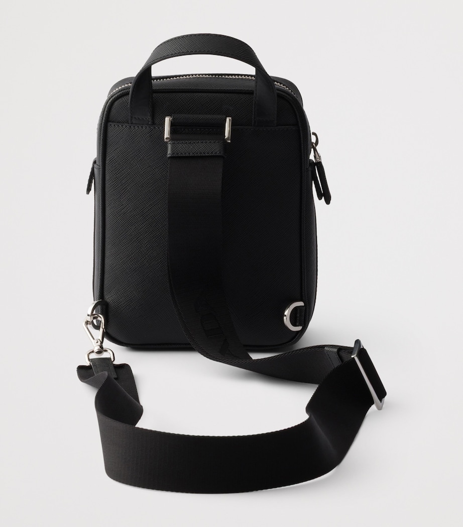Prada Mini Saffiano Leather One-Shoulder Backpack Black Image 4