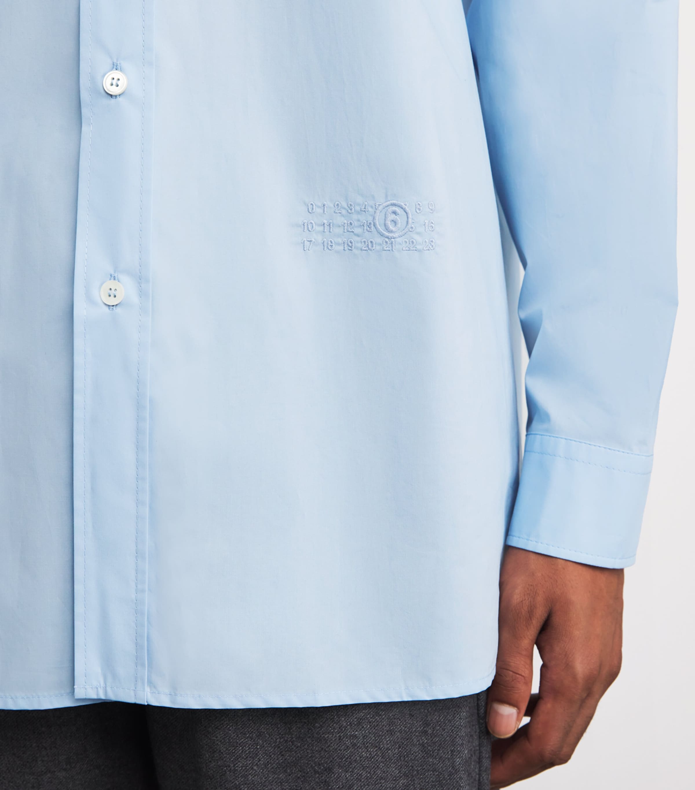 MM6 Maison Margiela Blue Cotton Hood-Detail Shirt | Harrods US