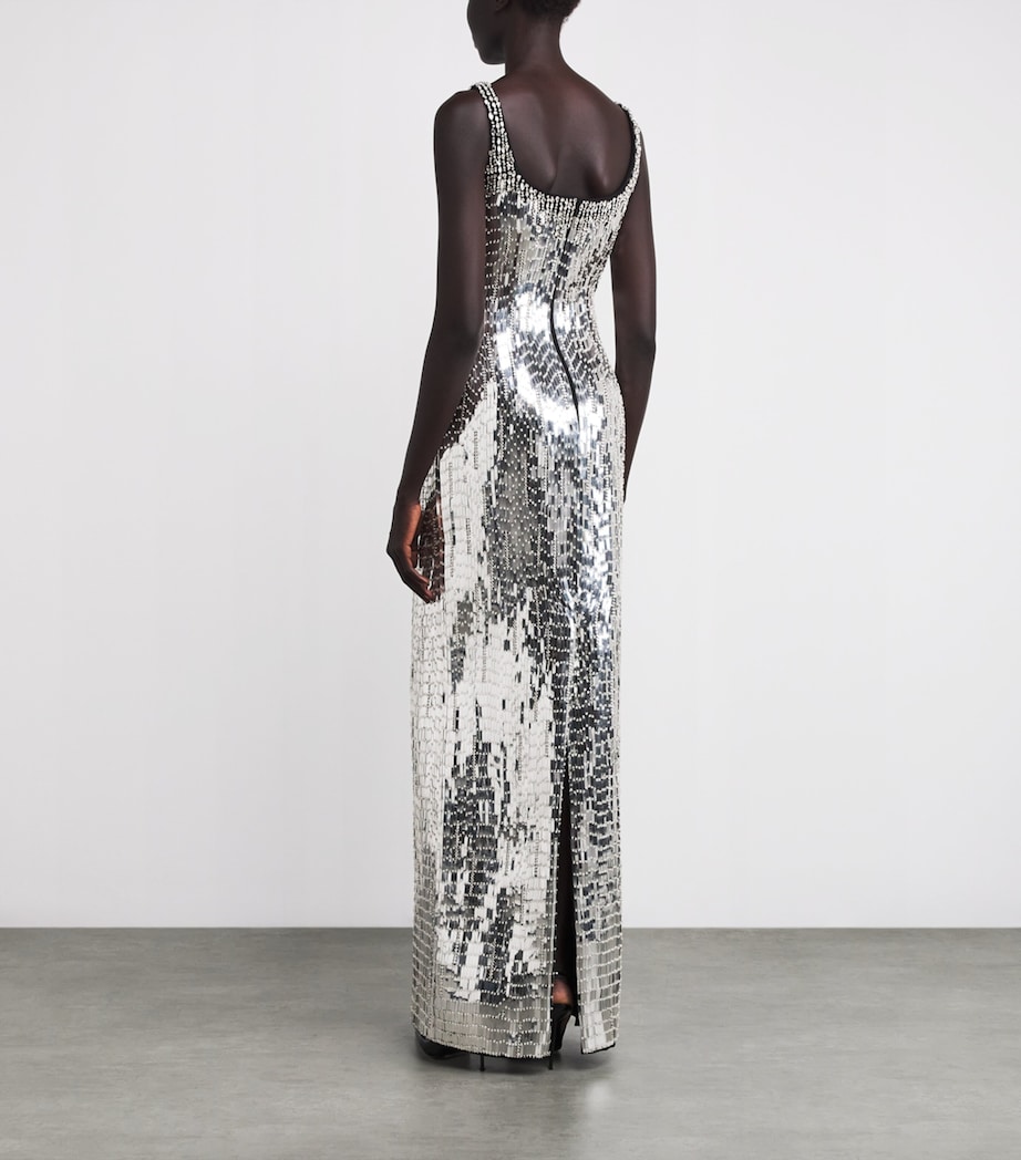 Embellished Crepe Gown BLACK WITH CRYSTAL Image 3