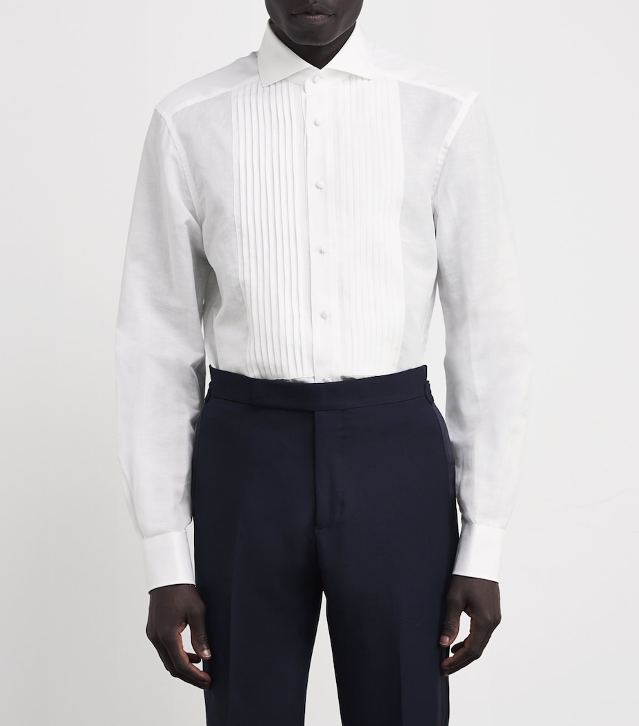 Linen-Cotton Code Cocktail Bib Formal Shirt 028 OPTICAL WHITE Image 3