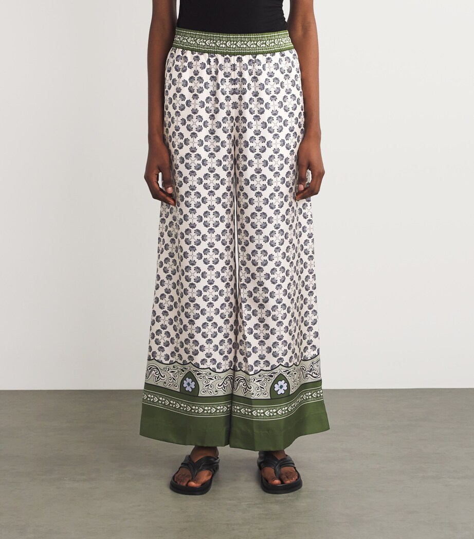 La Doublej Womens Silk Palazzo Wide-Leg Trousers Mirage Plac�e Image 3