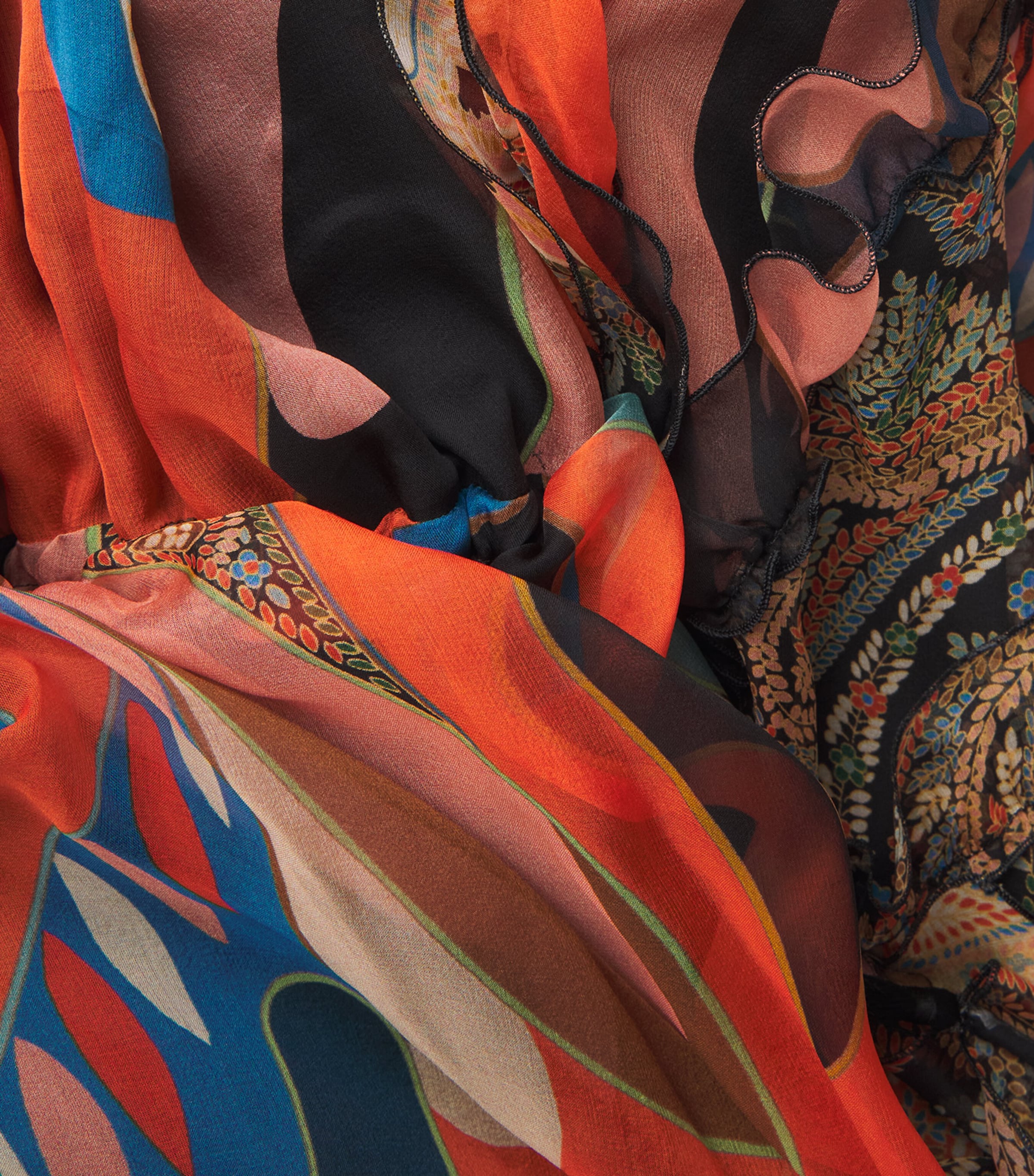 Etro Womens Silk Ruffled Maxi Dress Black Print Image 6