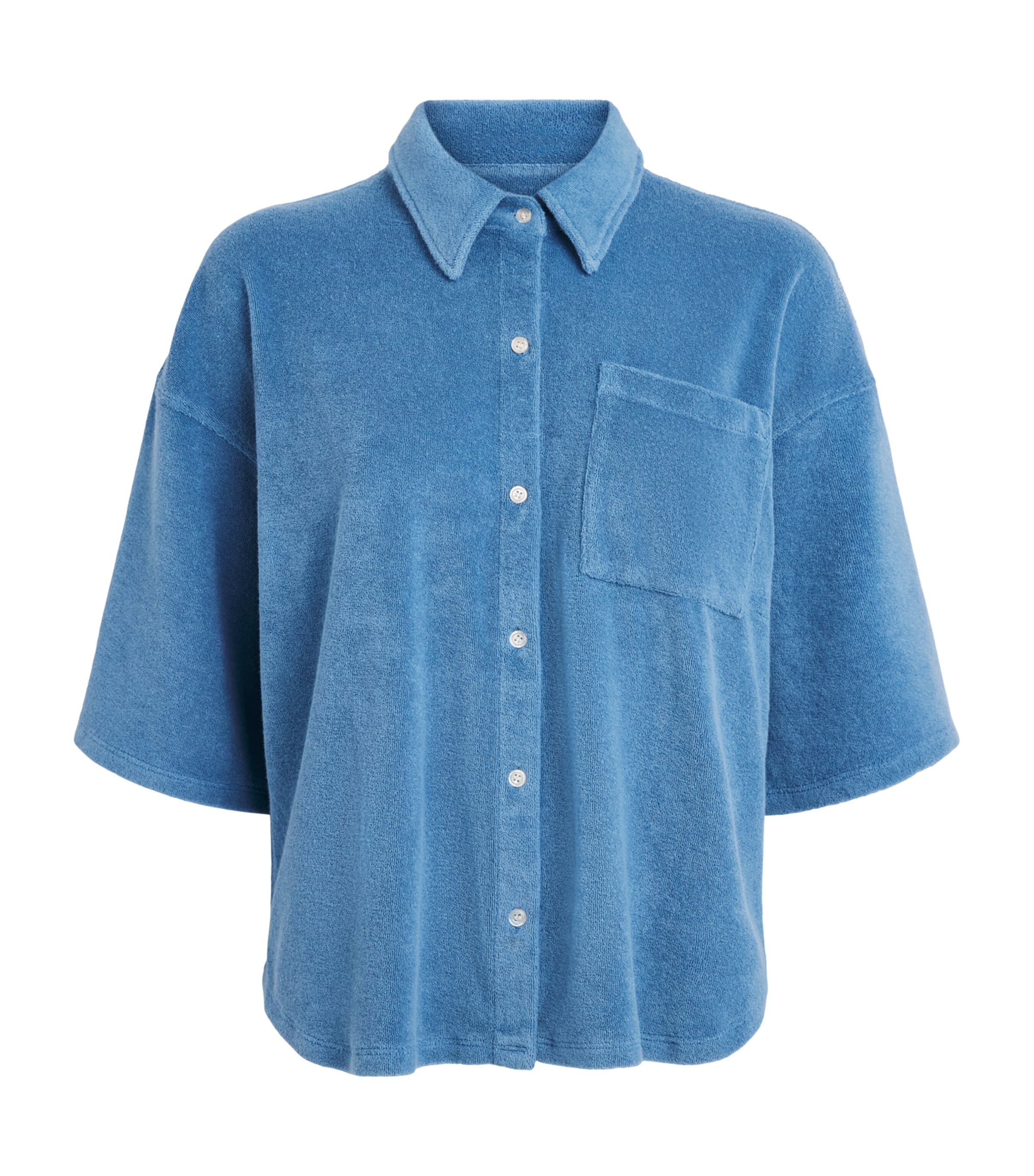 Citizens of Humanity Womens Terry Cotton-Blend Francis Shirt Oceanic Image 1