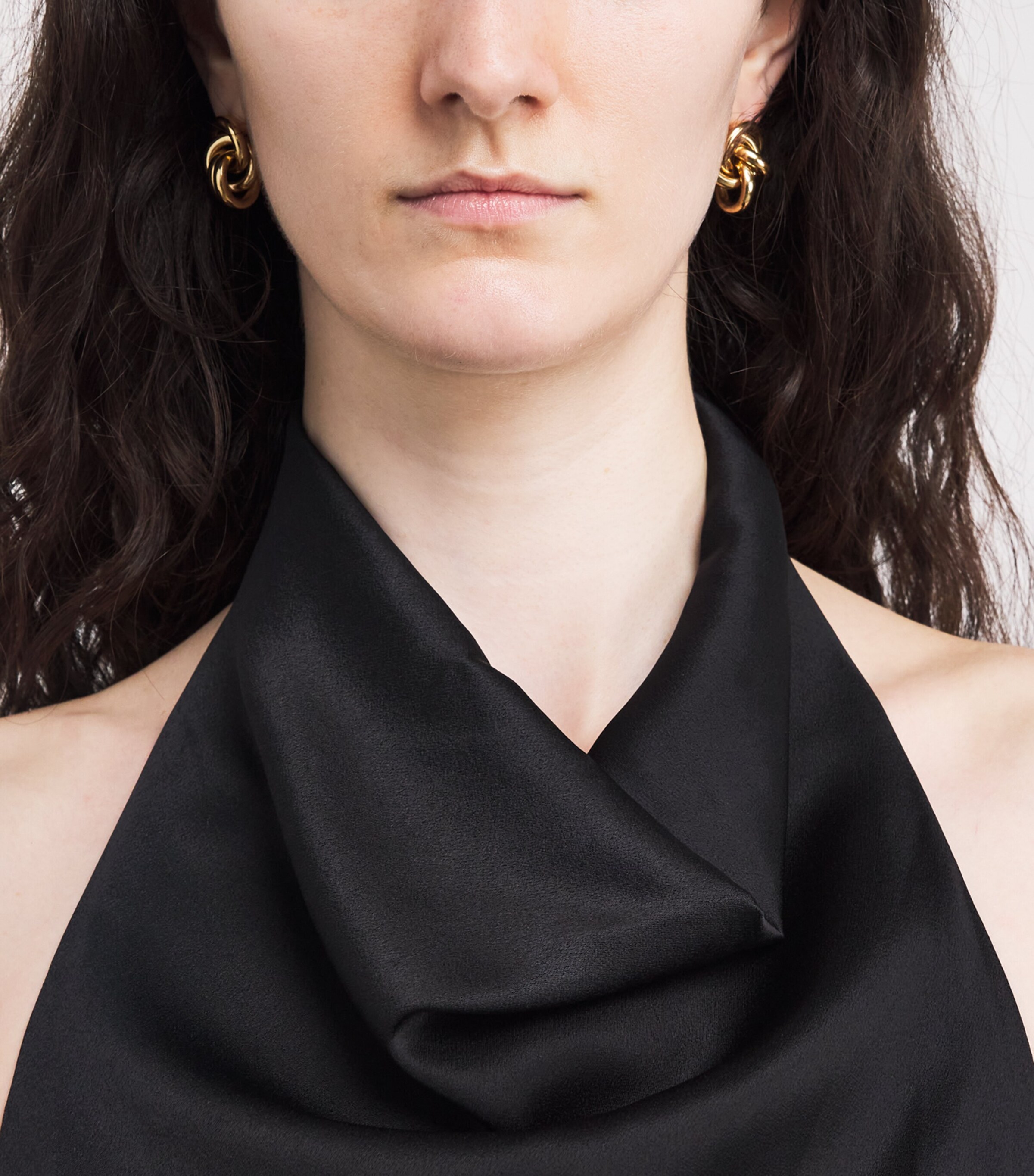 Satin Halterneck Cartia Maxi Dress BLACK Image 6