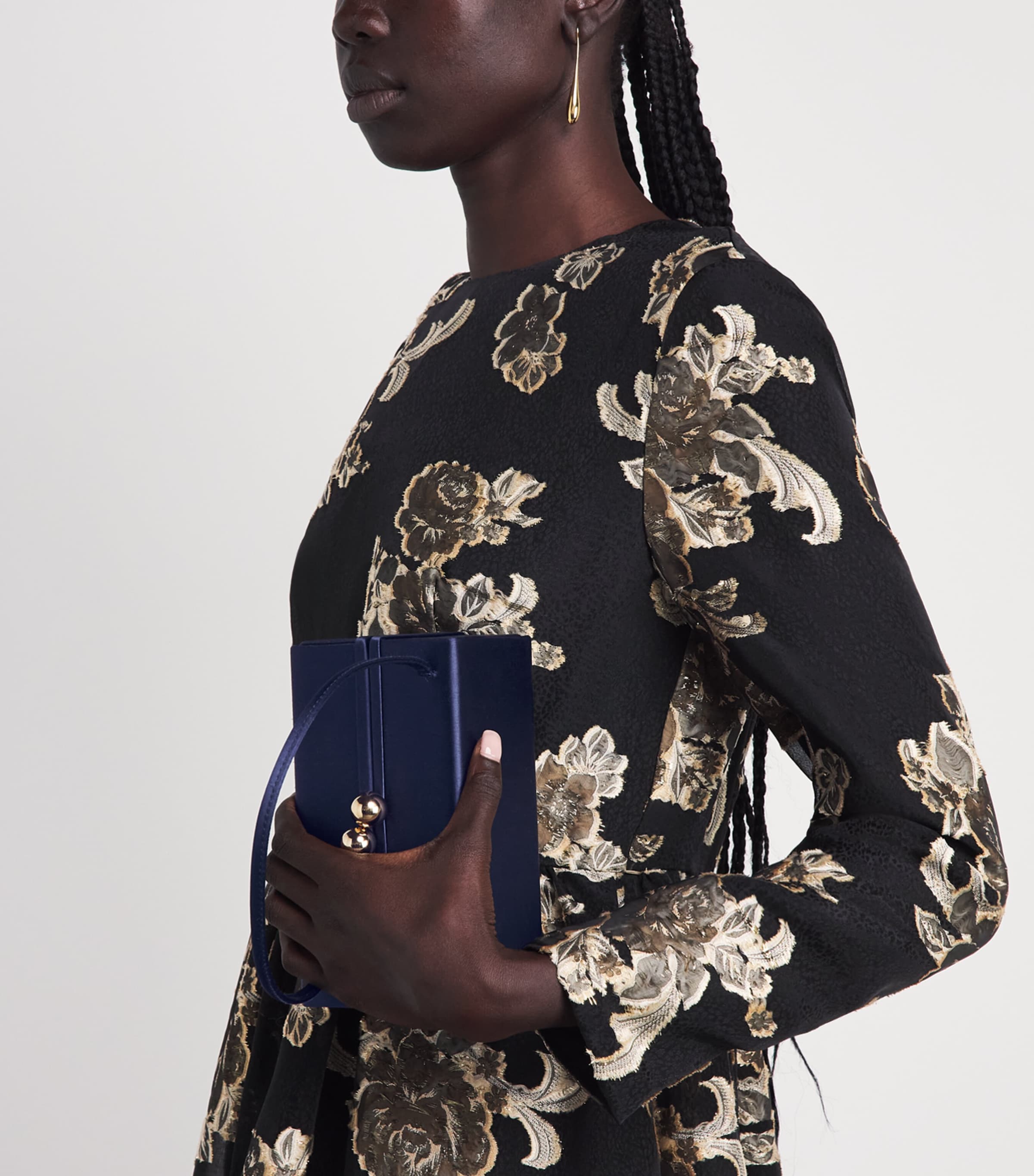 Carolina Herrera Satin Mimi Top-Handle Bag Midnight Image 2