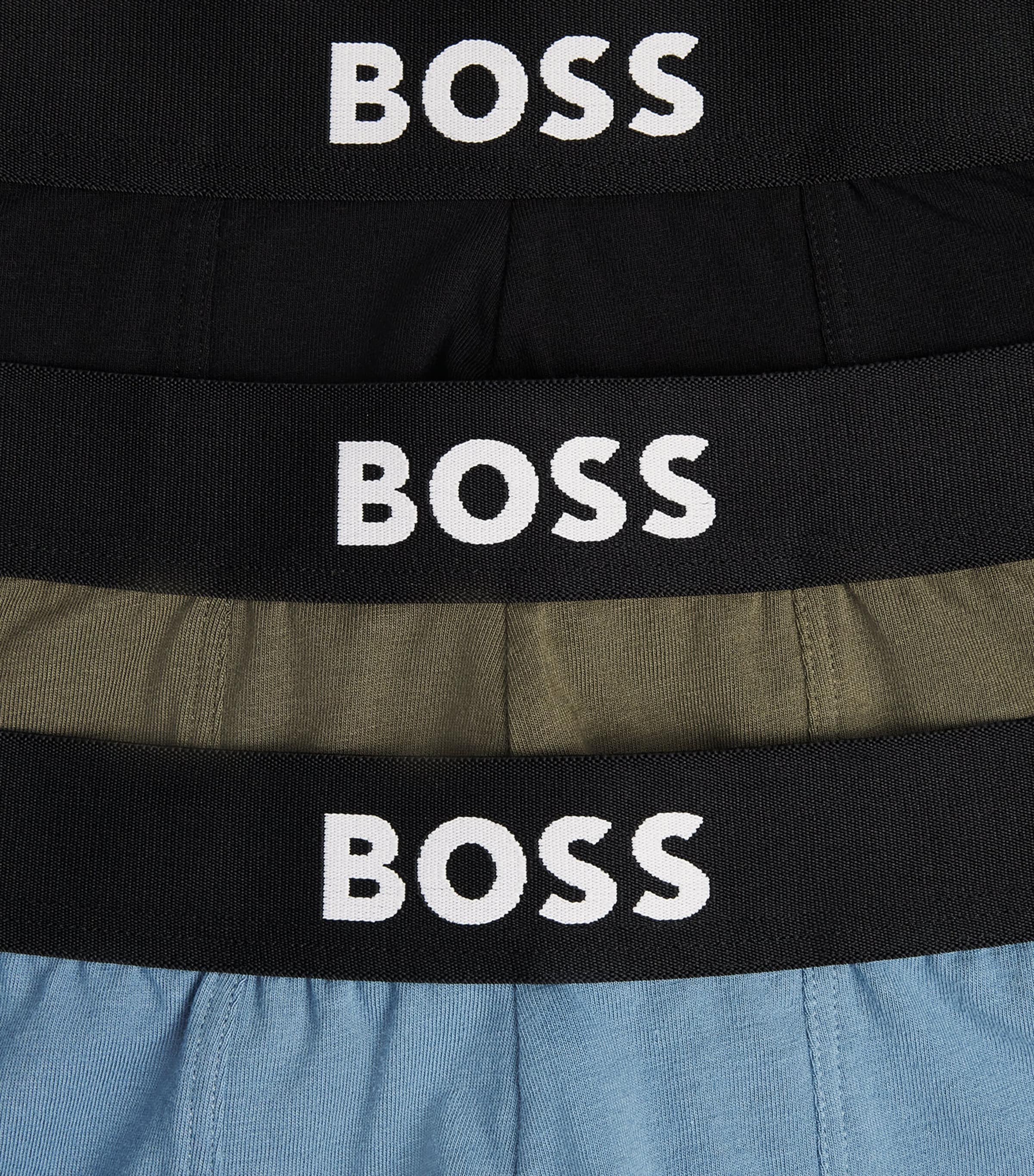 BOSS Mens Stretch-Cotton Boss One Trunks (Pack of 3) Open Green Image 5