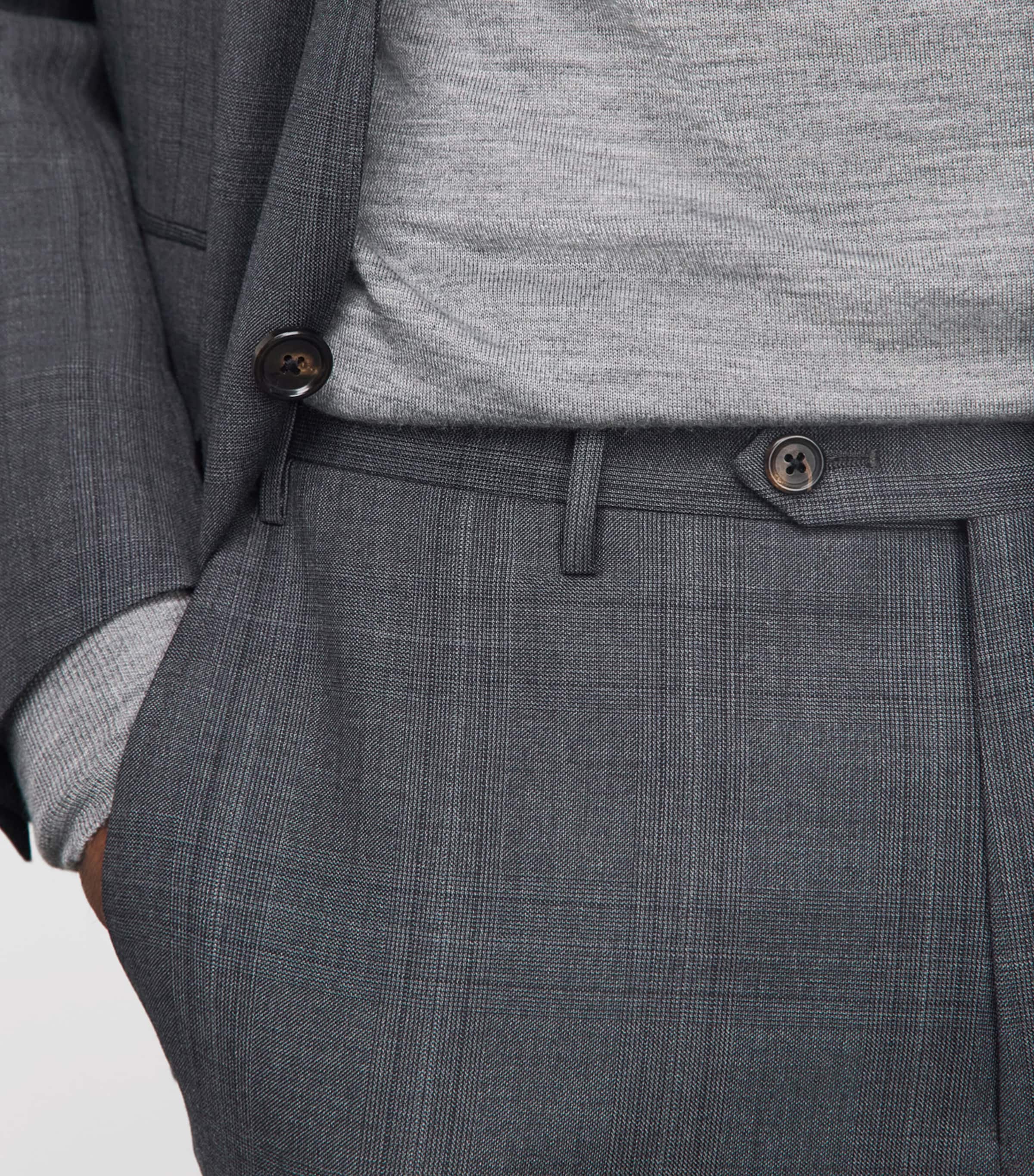 Corneliani Mens Wool 2-Piece Suit Gry Melange Drk Image 6