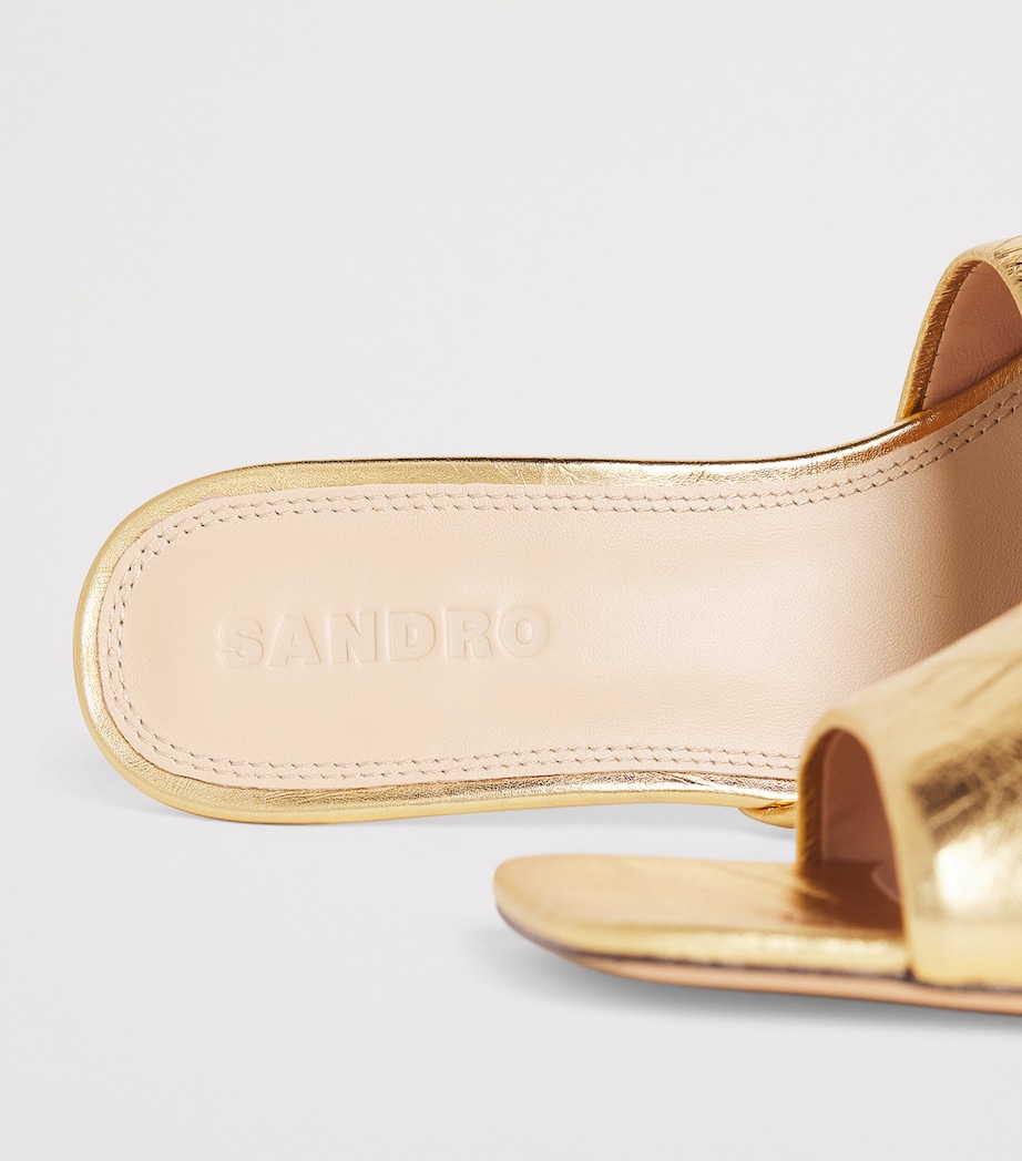 Sandro Paris Metallic Leather Heeled Mules 55 Gold Image 7