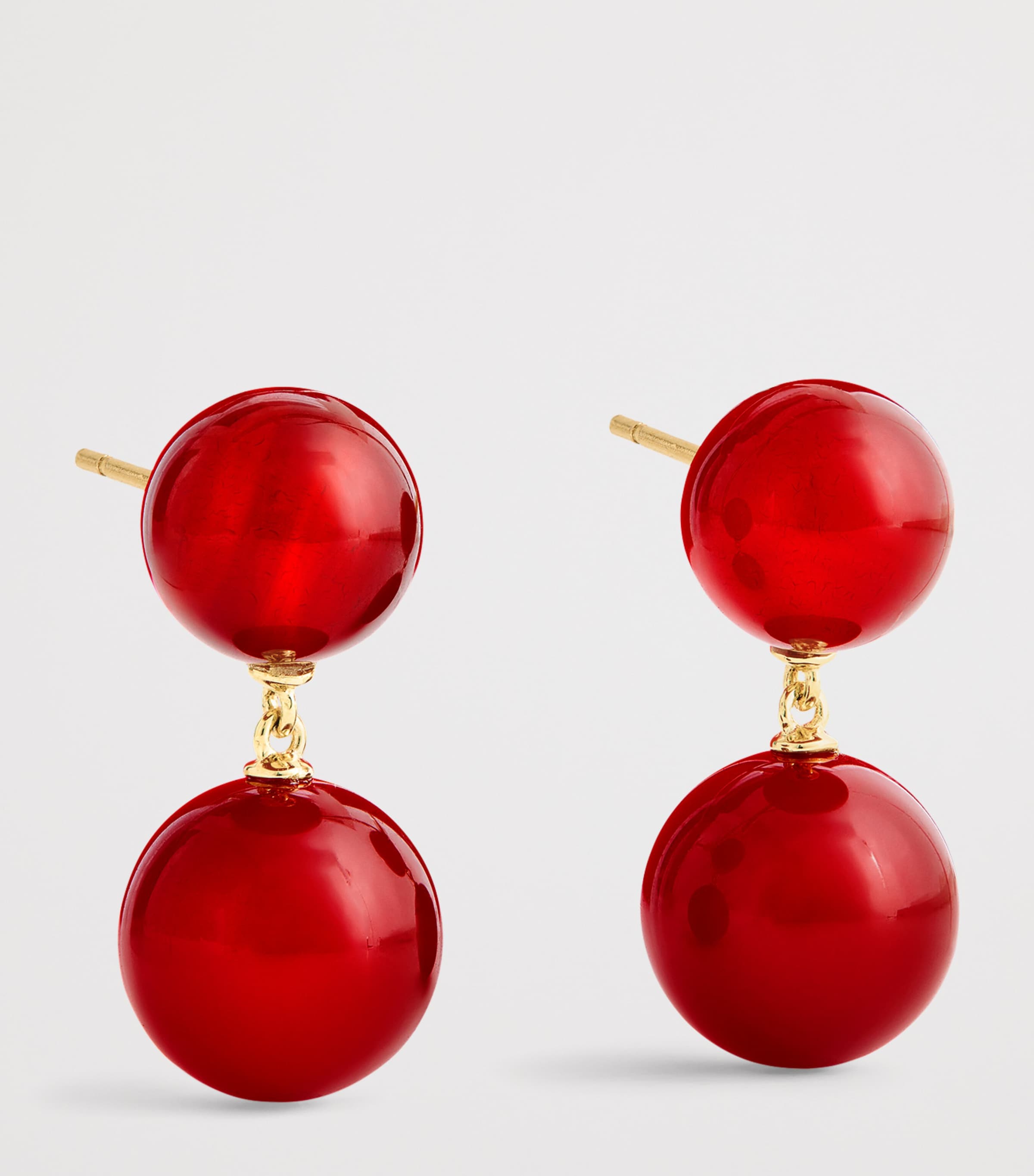 Gold-Plated Silver and Carnelian Hannah Earrings RED CARNELIAN Image 3