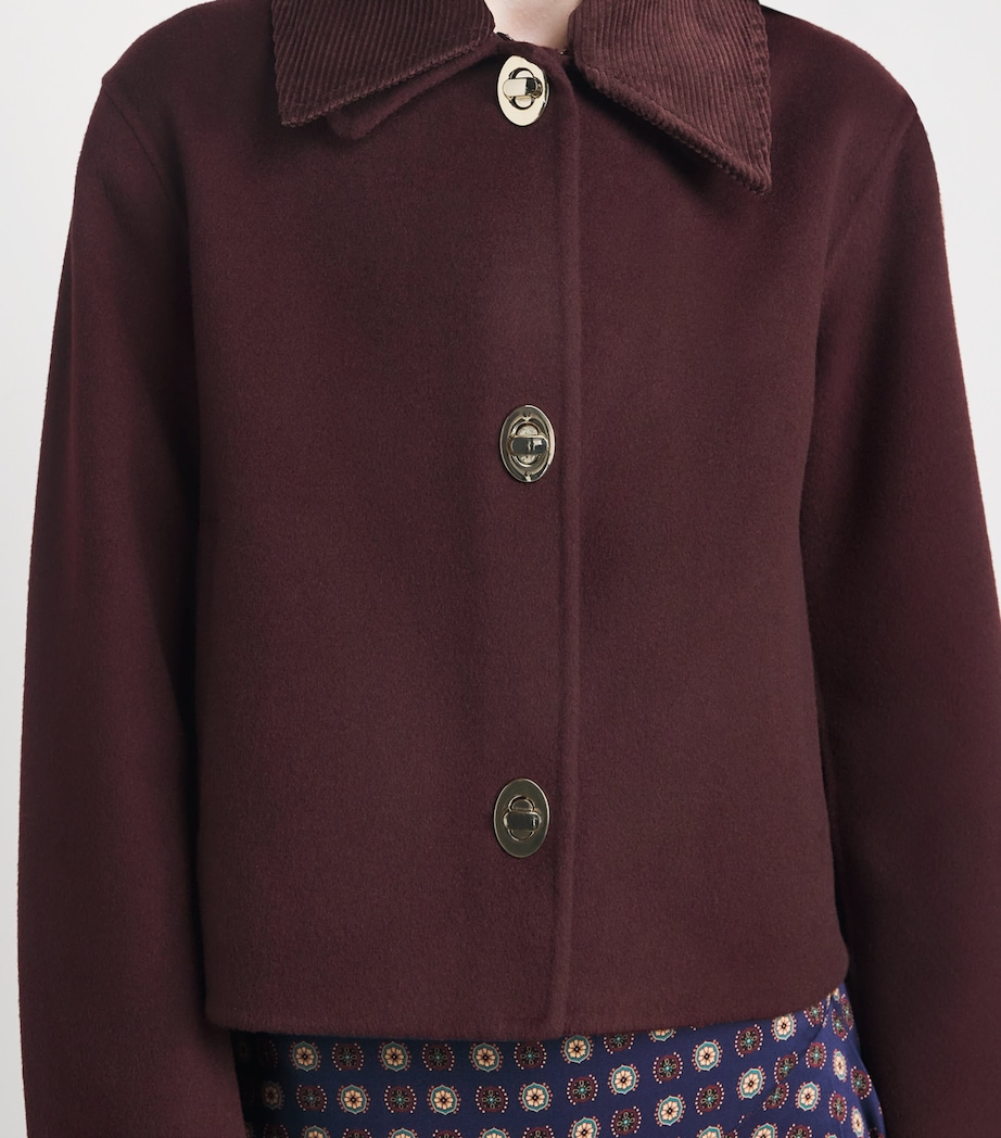 Claudie Pierlot Womens Wool-Blend Corduroy Jacket Dark Burgundy Image 4