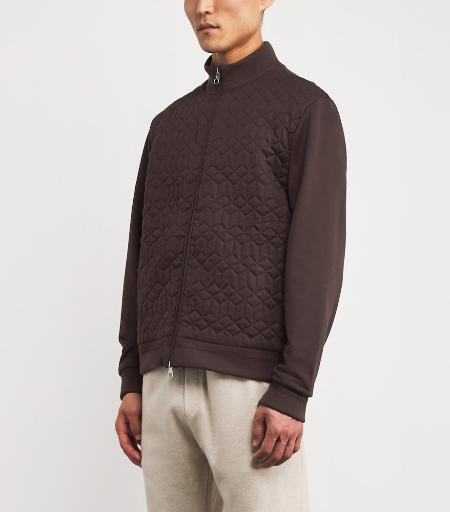 Cotton-Silk Quilted Bomber Jacket ESPRESSO Image 3