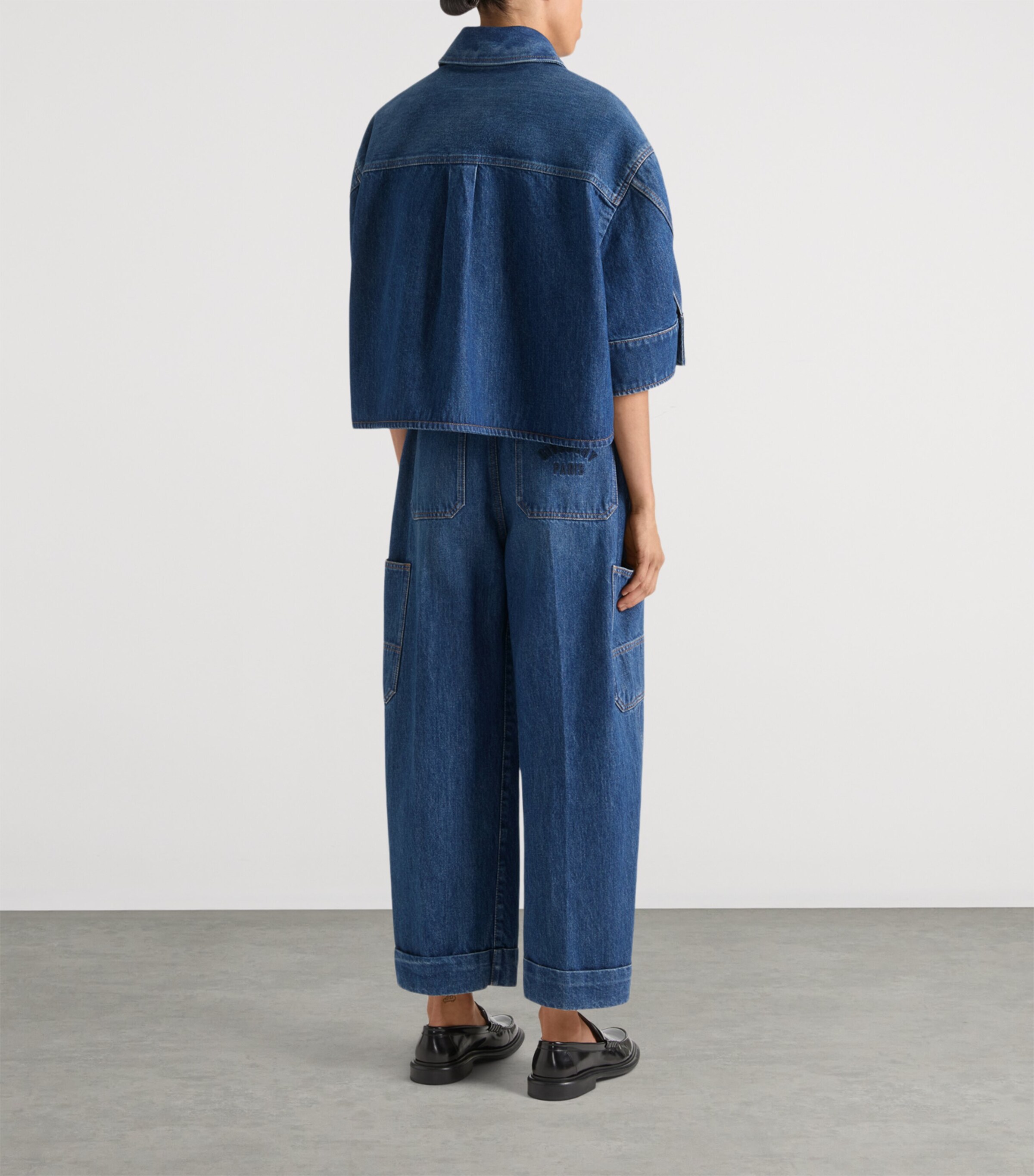 Givenchy Womens Denim Cropped Shirt Medium Blue Image 2