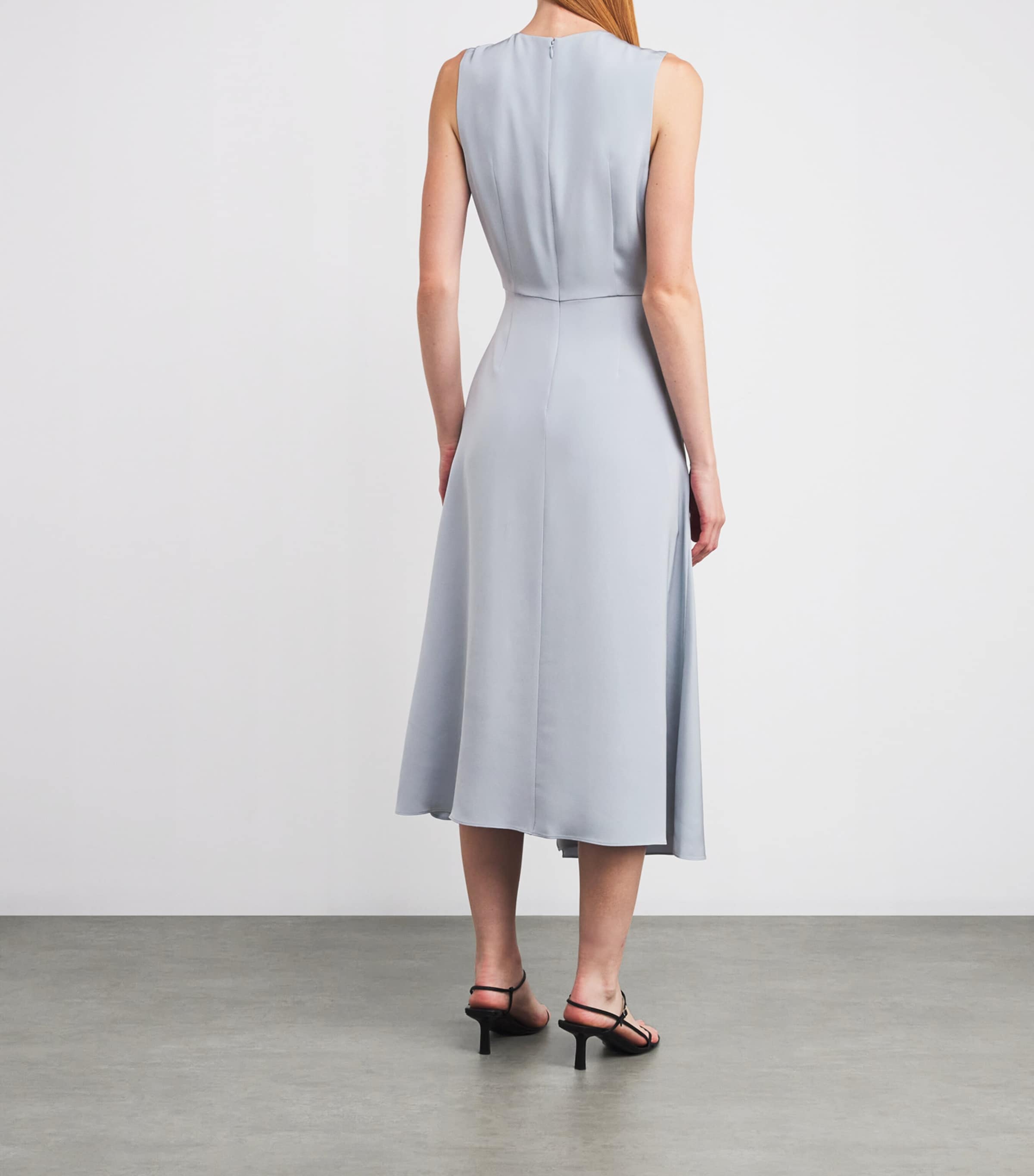 Silk Crepe Lynn Midi Dress ICBLU ICE BLUE Image 3
