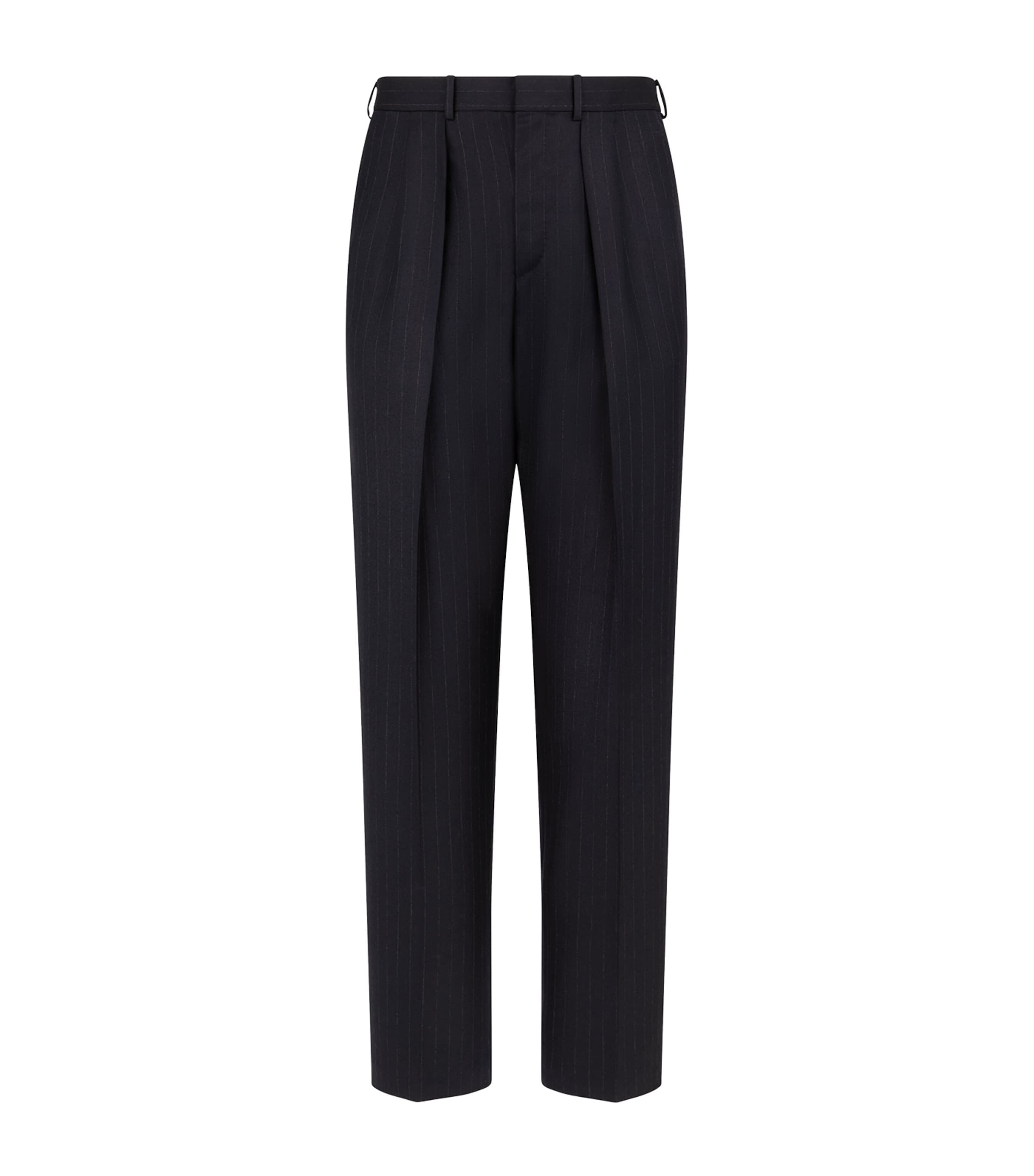 Wool Pinstripe Pleated Trousers UCC Image 1